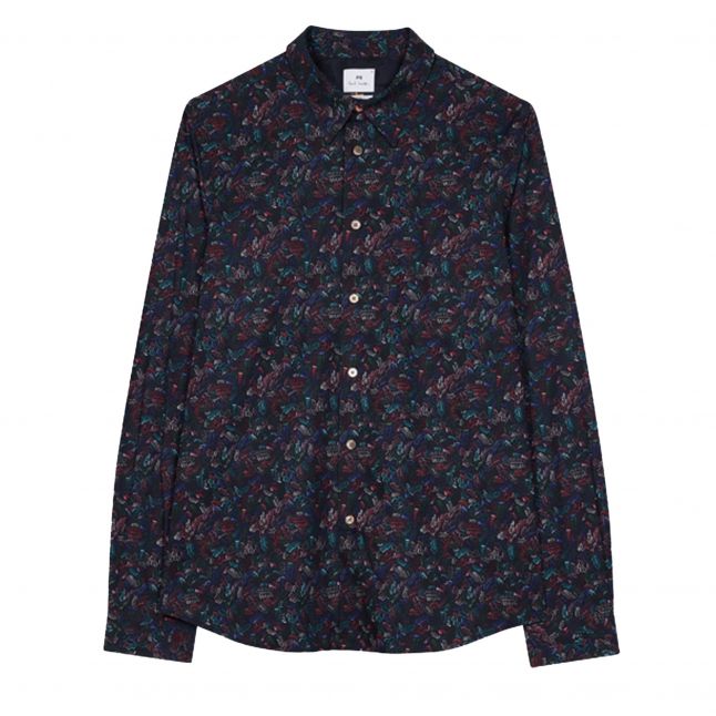 Mens Paul Smith Black Leaves Tailored Fit L/s Shirt