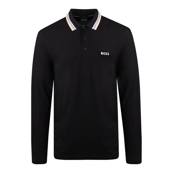 Mens BOSS Black Plisy L/s Polo Shirt