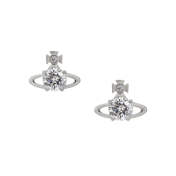 Vivienne Westwood Platinum/White Crystal Reina Earrings