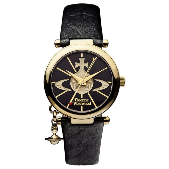 Womens Vivienne Westwood Black Orb II Leather Watch