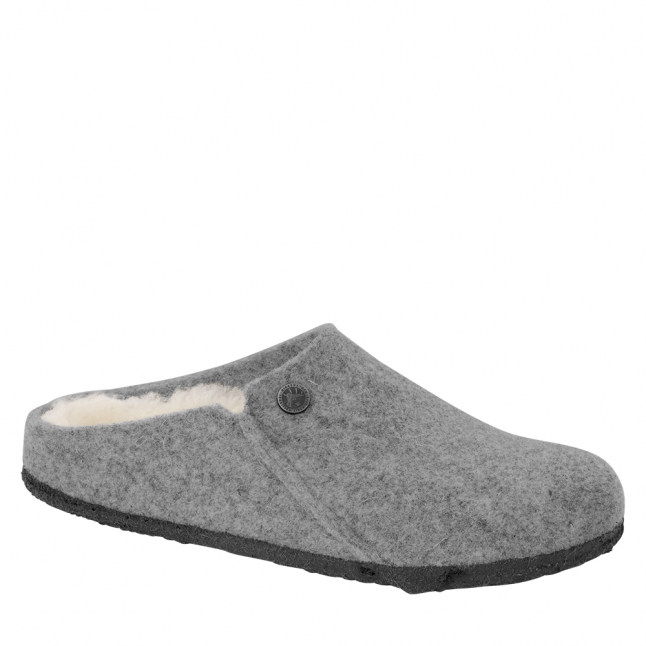 Womens Birkenstock Light Grey Felt Zermatt Shearling Slippers