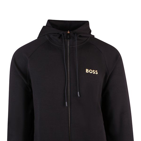 Mens BOSS Black Saggy 1 Zip Through Hoodie