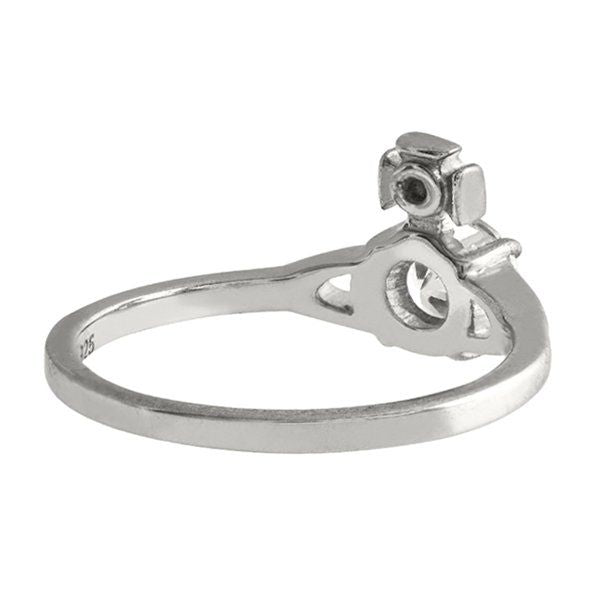 Vivienne Westwood Platinum/White Crystal Reina Petite Ring