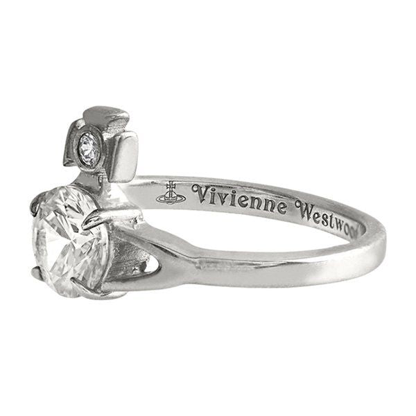 Vivienne Westwood Platinum/White Crystal Reina Petite Ring