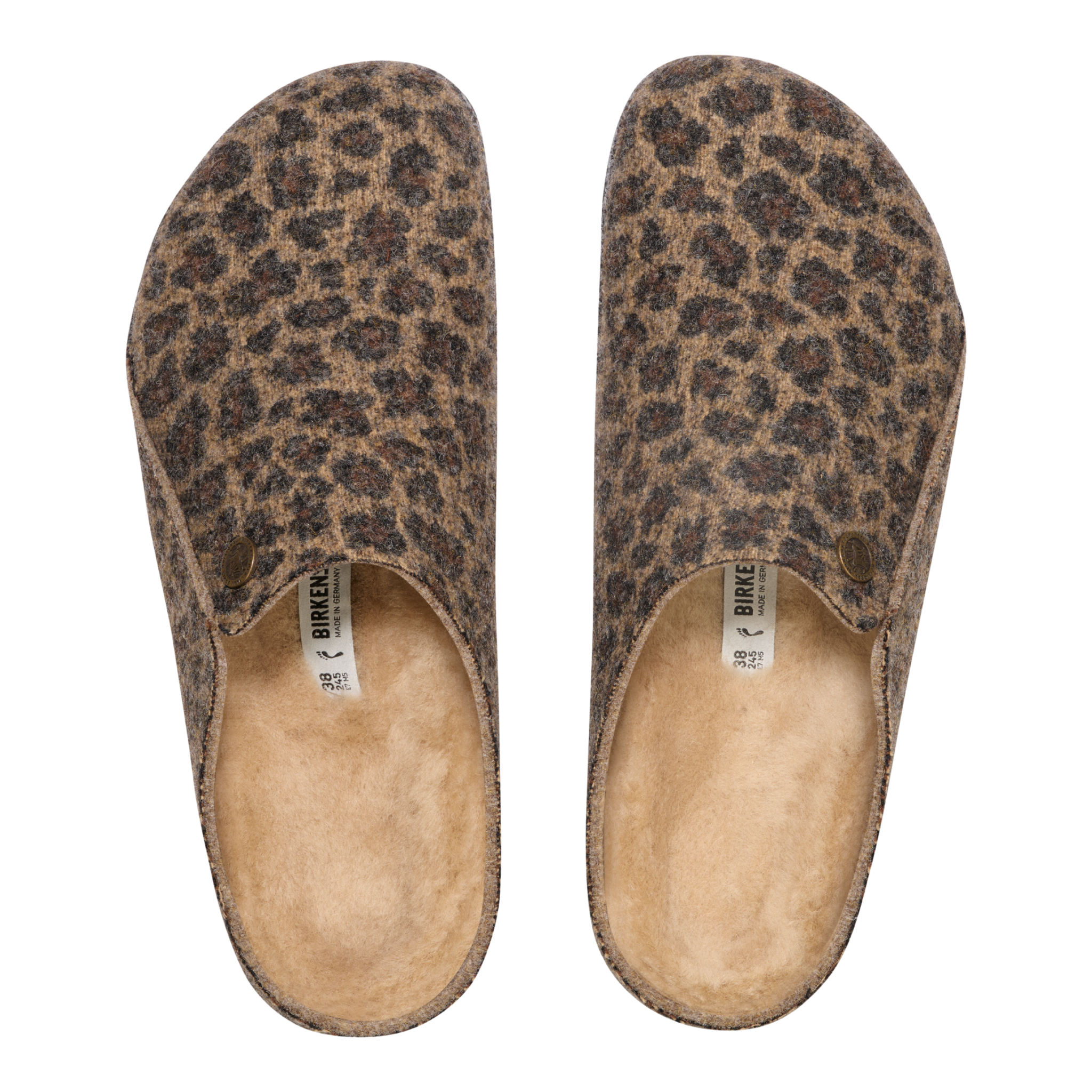 Womens Birkenstock Leo Toffee Melange Zermatt Shearling Felt Slippers