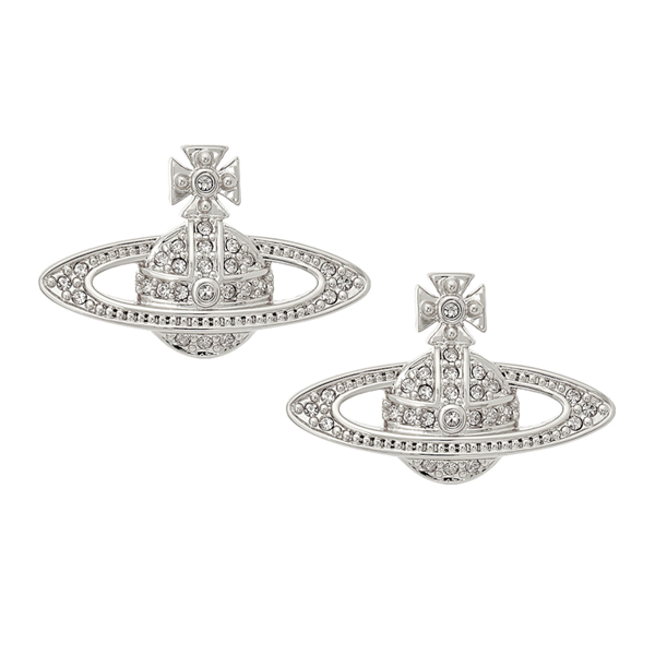 Vivienne Westwood Platinum/Crystal Mini Bas Relief Earrings