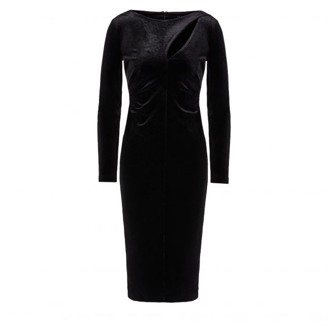 Womens Armani Exchange Black Velvet Fitted Dress