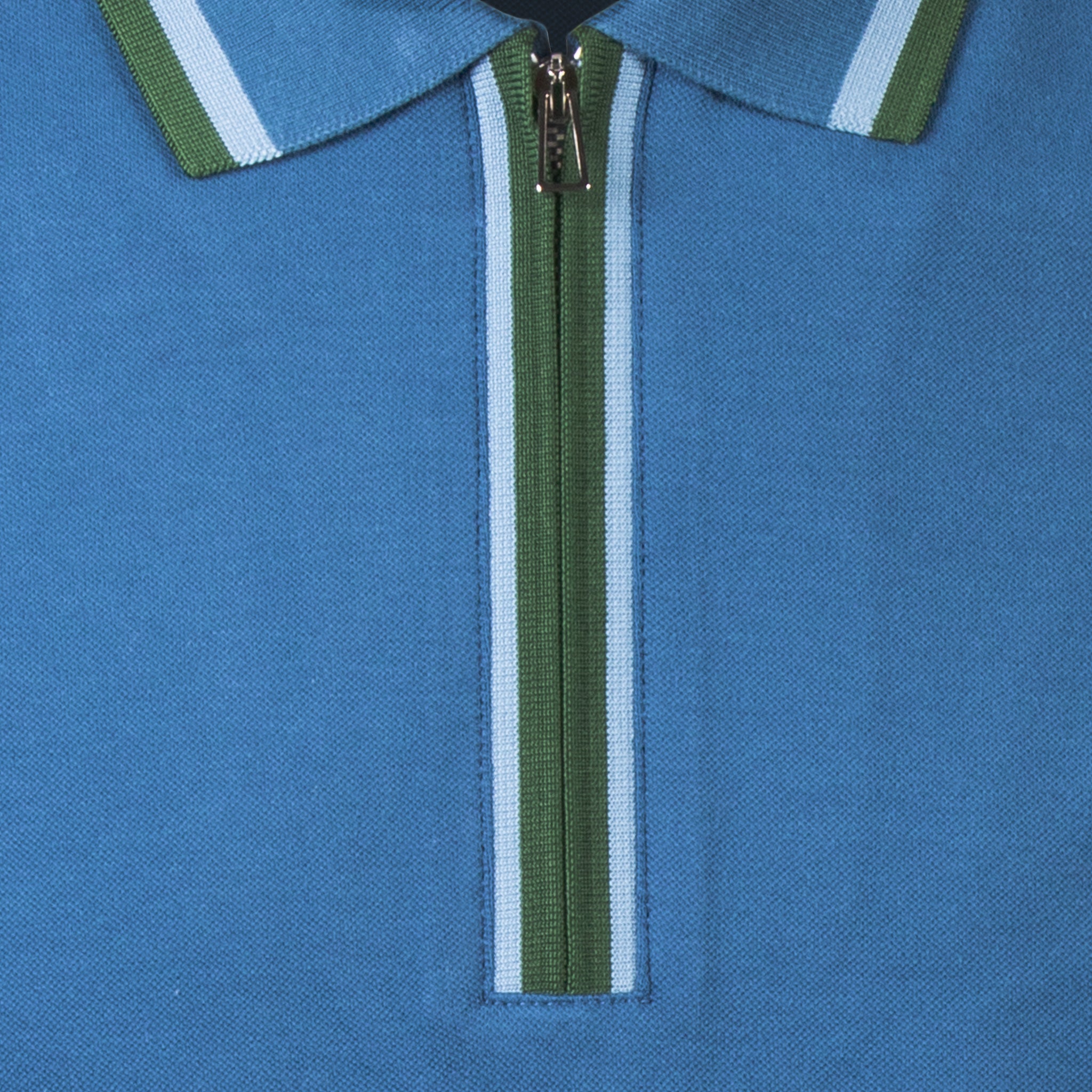 Mens Paul Smith Blue Tipped Half Zip S/s Polo