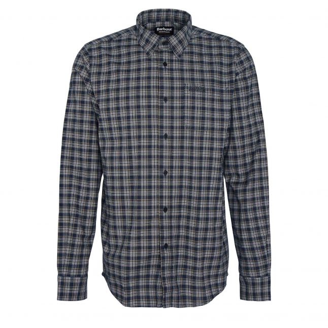 Mens Barbour International Bleached Olive Hawks Check Oxford L/s Shirt