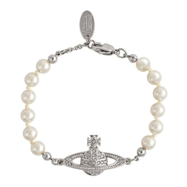 Vivienne Westwood Platinum/Pearl Mini Bas Relief Pearl Bracelet