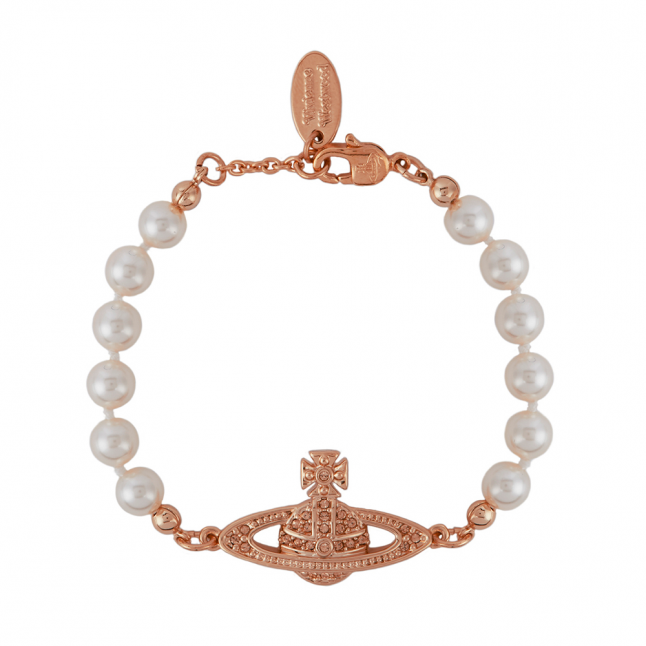 Vivienne Westwood Pink Gold/Pearl Mini Bas Relief Bracelet