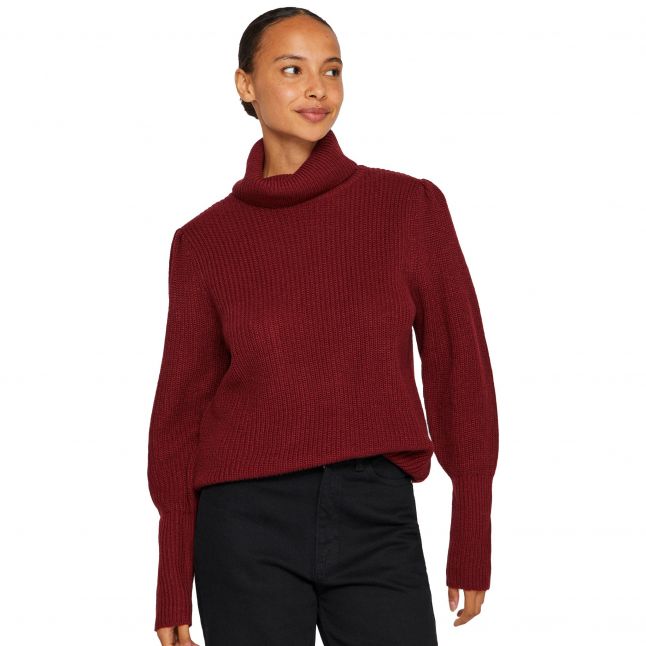 Womens Vila Cabernet Vilou Rollneck Knit