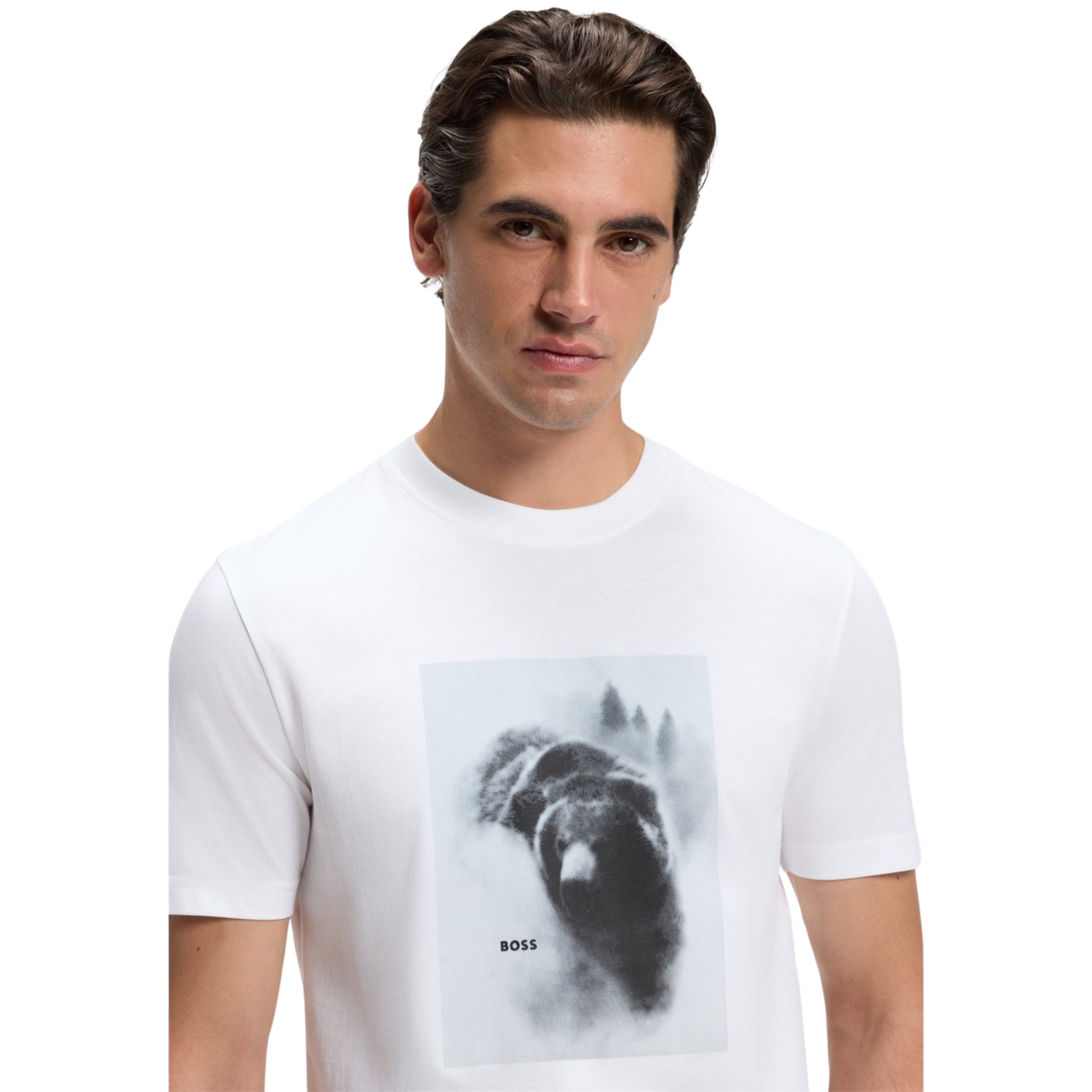 Mens BOSS White Te_Being Bear S/s T Shirt