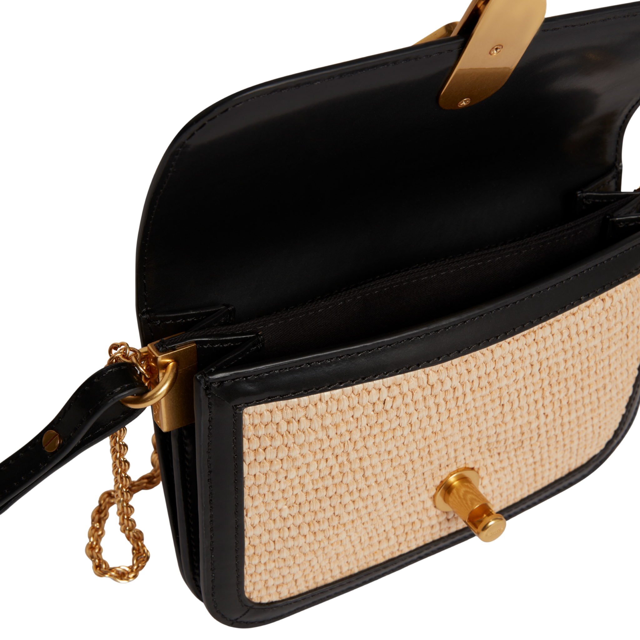 Womens Ted Baker Black Kkassie Twist Lock Detail Small Raffia Crossbody