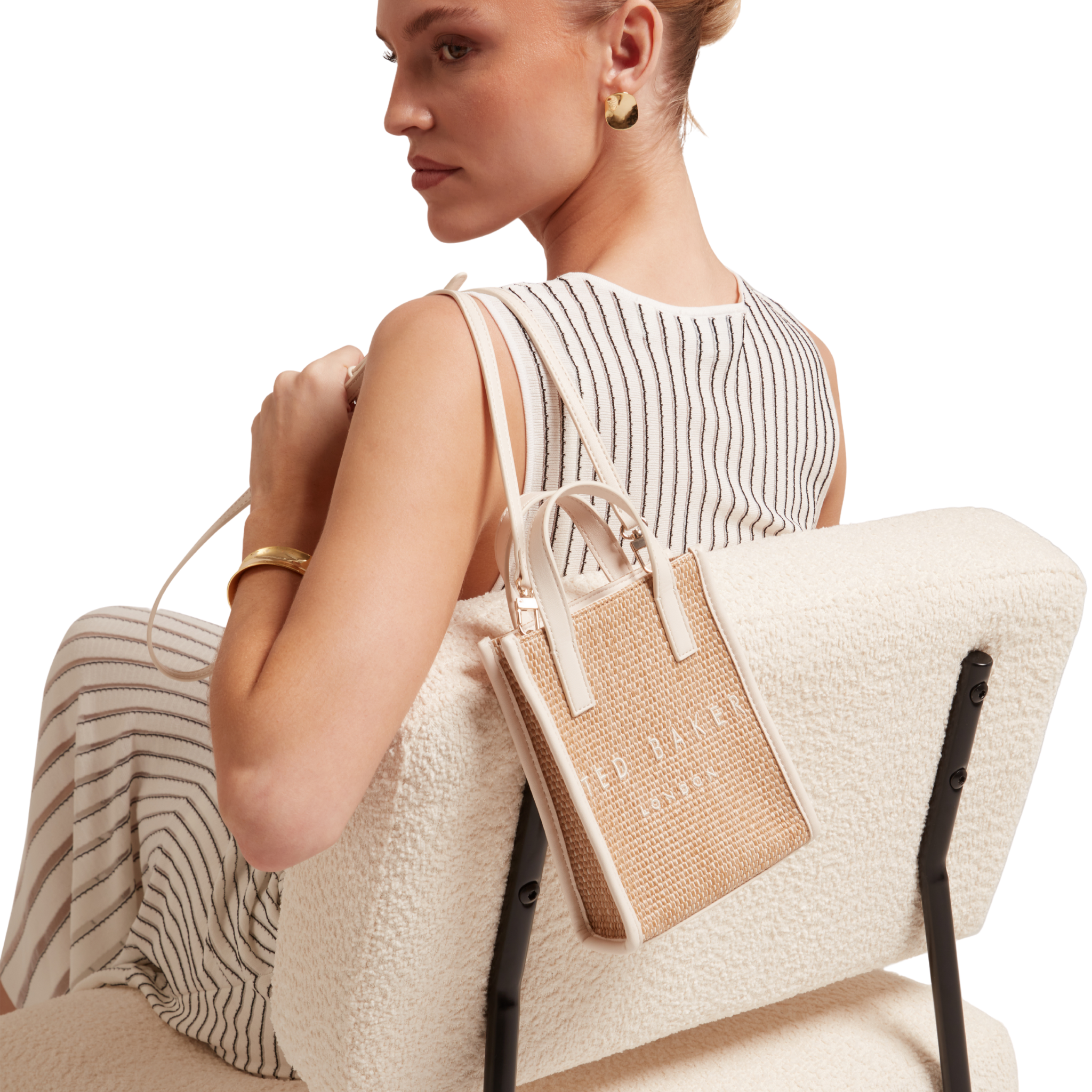 Womens Ted Baker Ivory Paulii Faux Raffia Mini Icon Bag