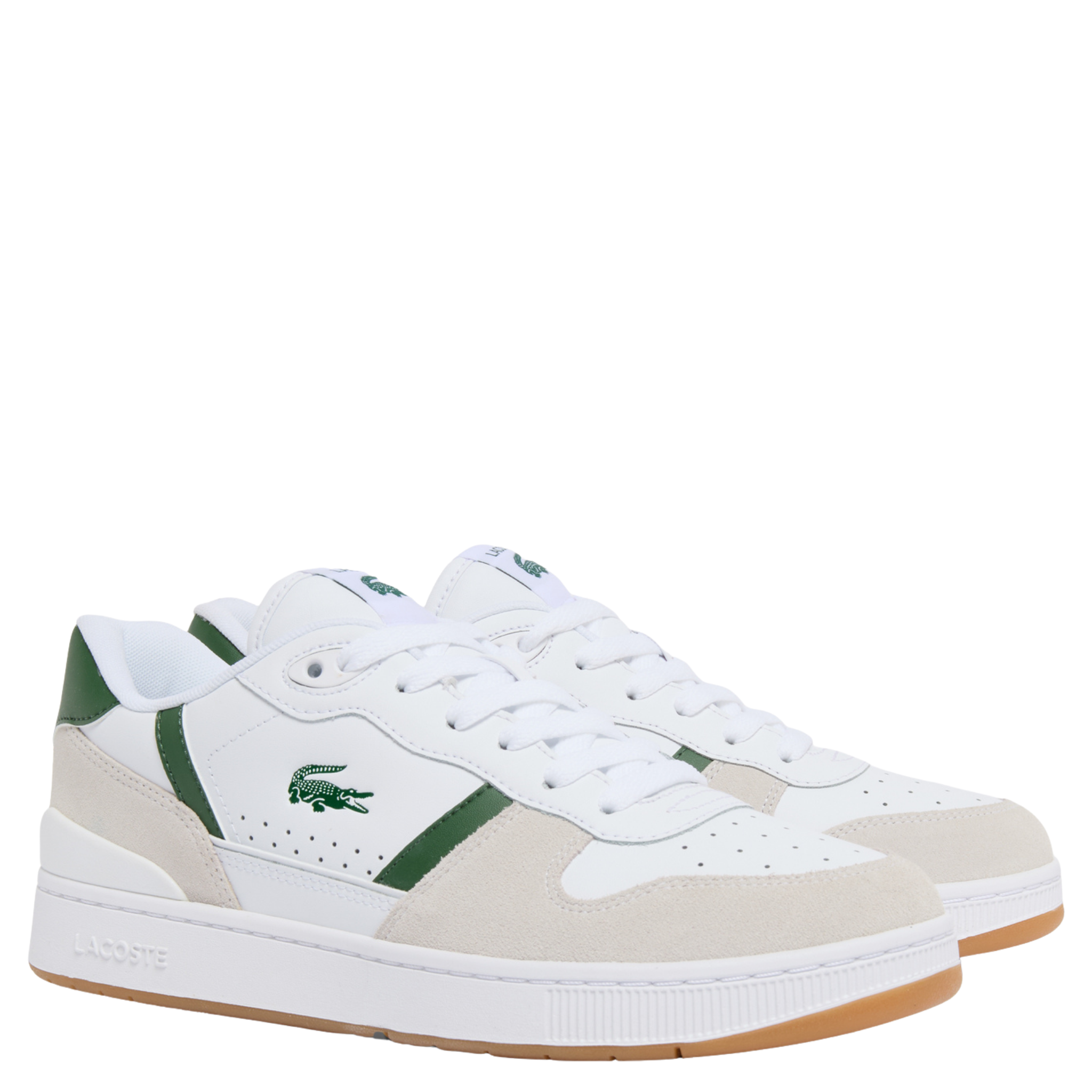 Mens Lacoste White/Gum T-Clip Set Trainers