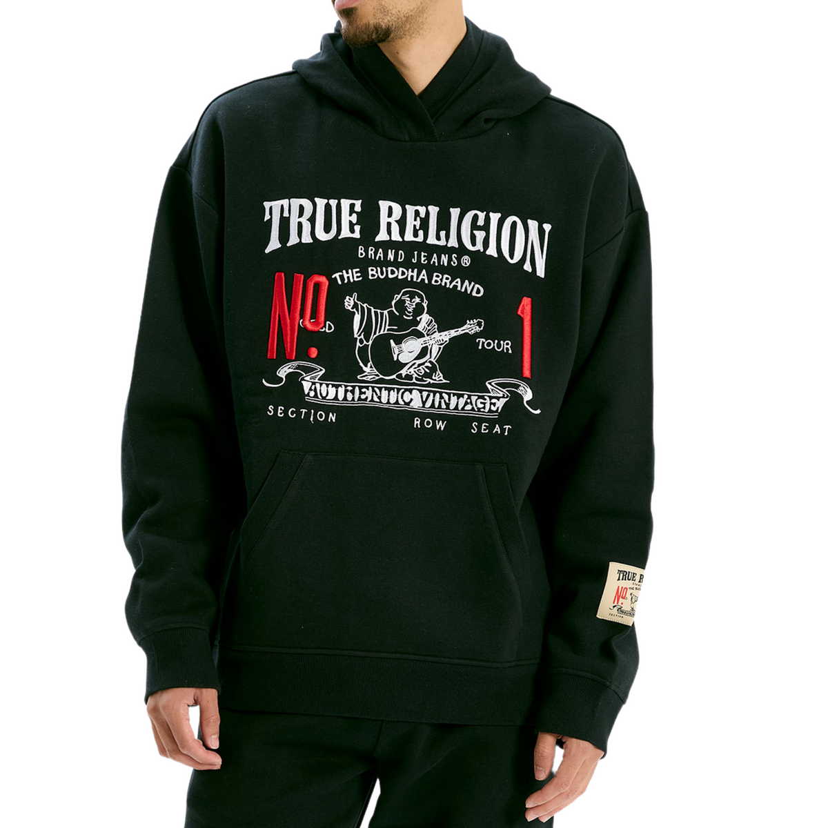 Mens True Religion Jet Black True Vintage No.1 Hoodie | Hurleys Mens True Religion Jet Black True Vintage No.1 Hoodie | Hurleys