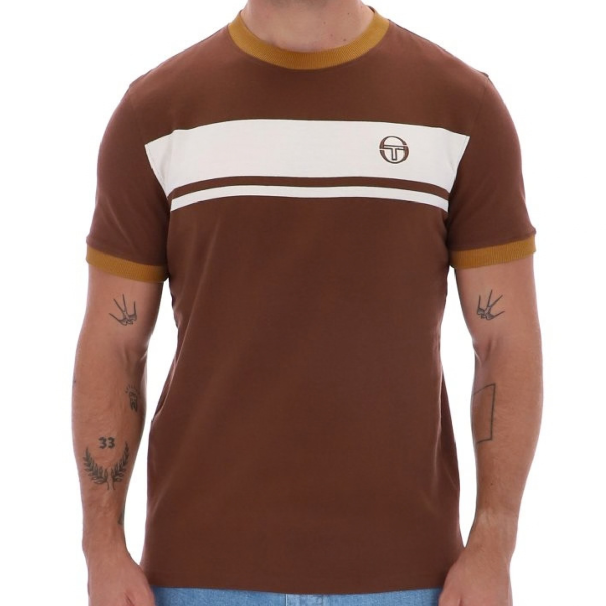 Mens Sergio Tacchini Potting Soil/Gardenia Masters S/s T Shirt