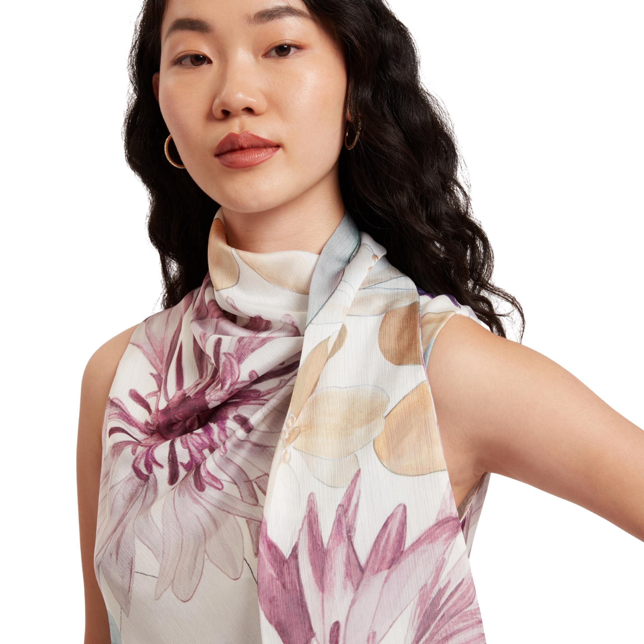 Womens Ted Baker White Print Auvea Neck Tie Sleeveless Top