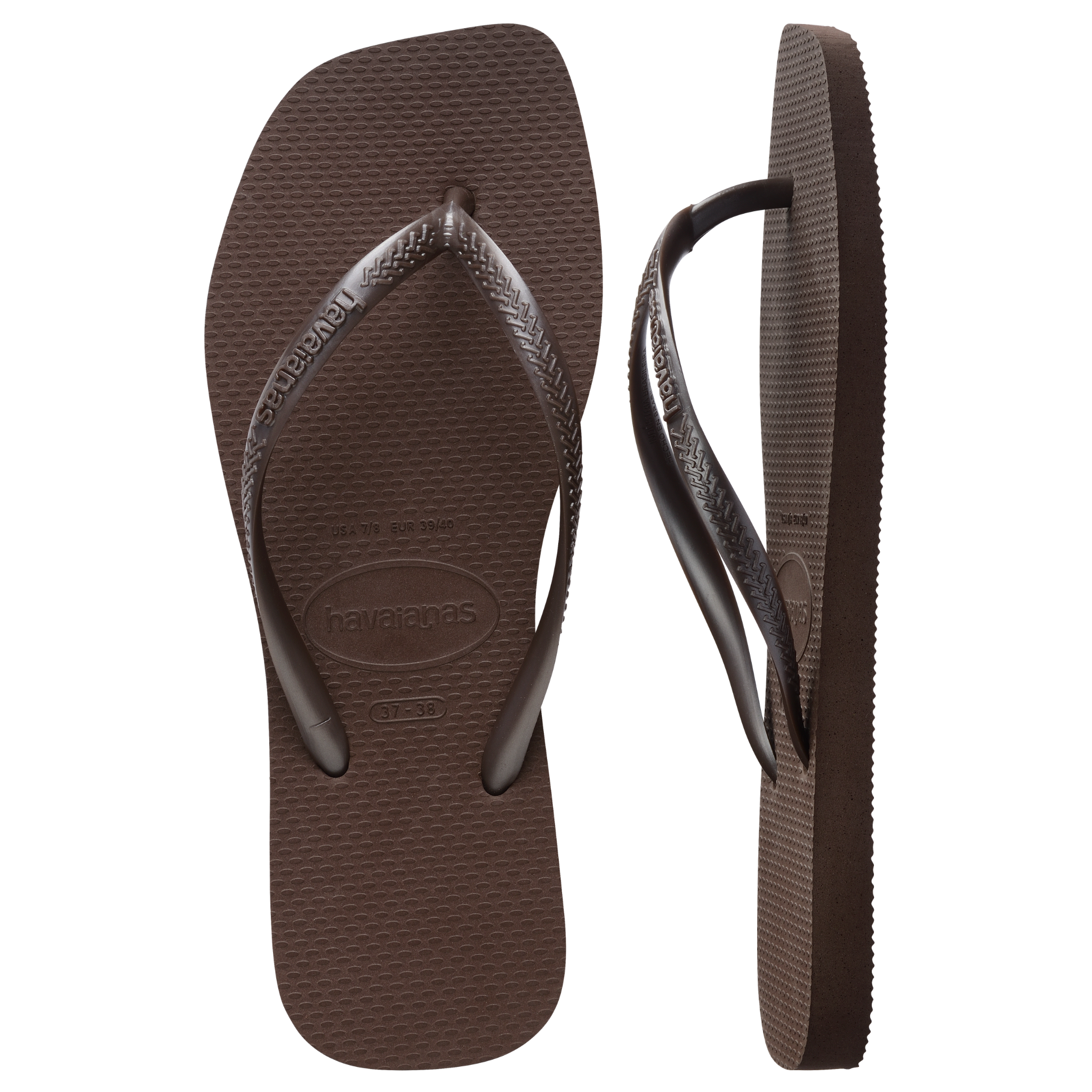 Womens Havaianas Dark Brown Slim Square Flip Flops
