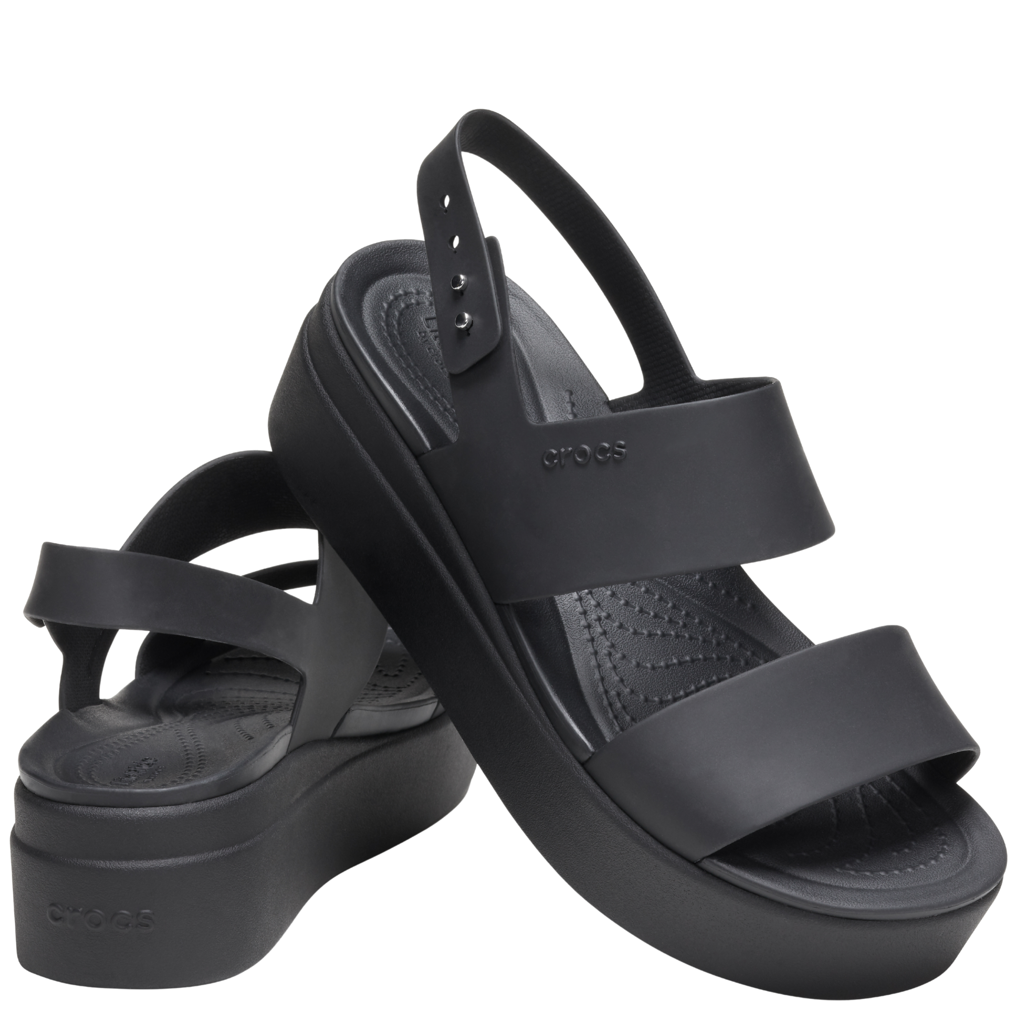 Womens Crocs Black Brooklyn Low Wedge Sandals