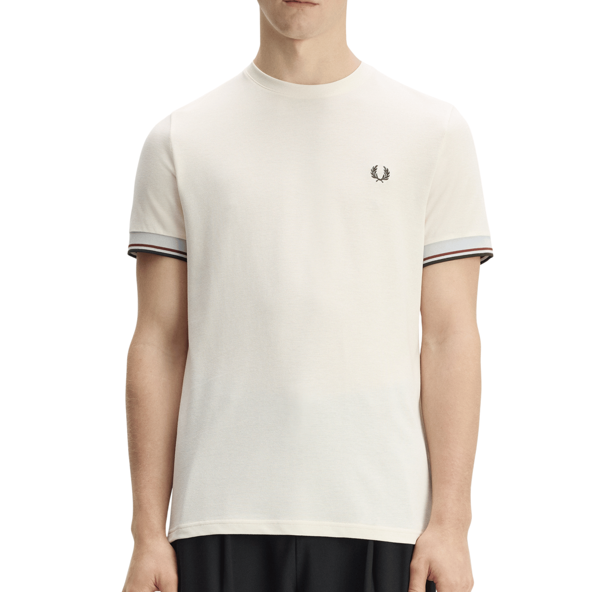 Mens Fred Perry Ecru Twin Tipped Cuff S/s T Shirt