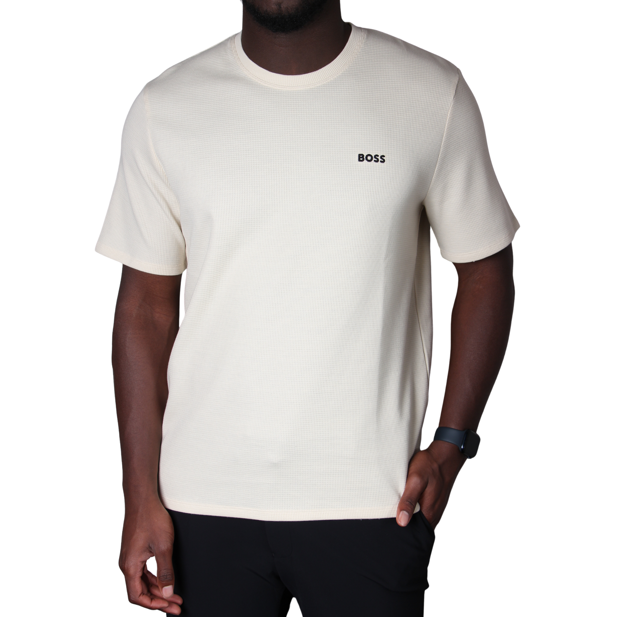 Mens BOSS Off White Waffle Lounge S/s T Shirt
