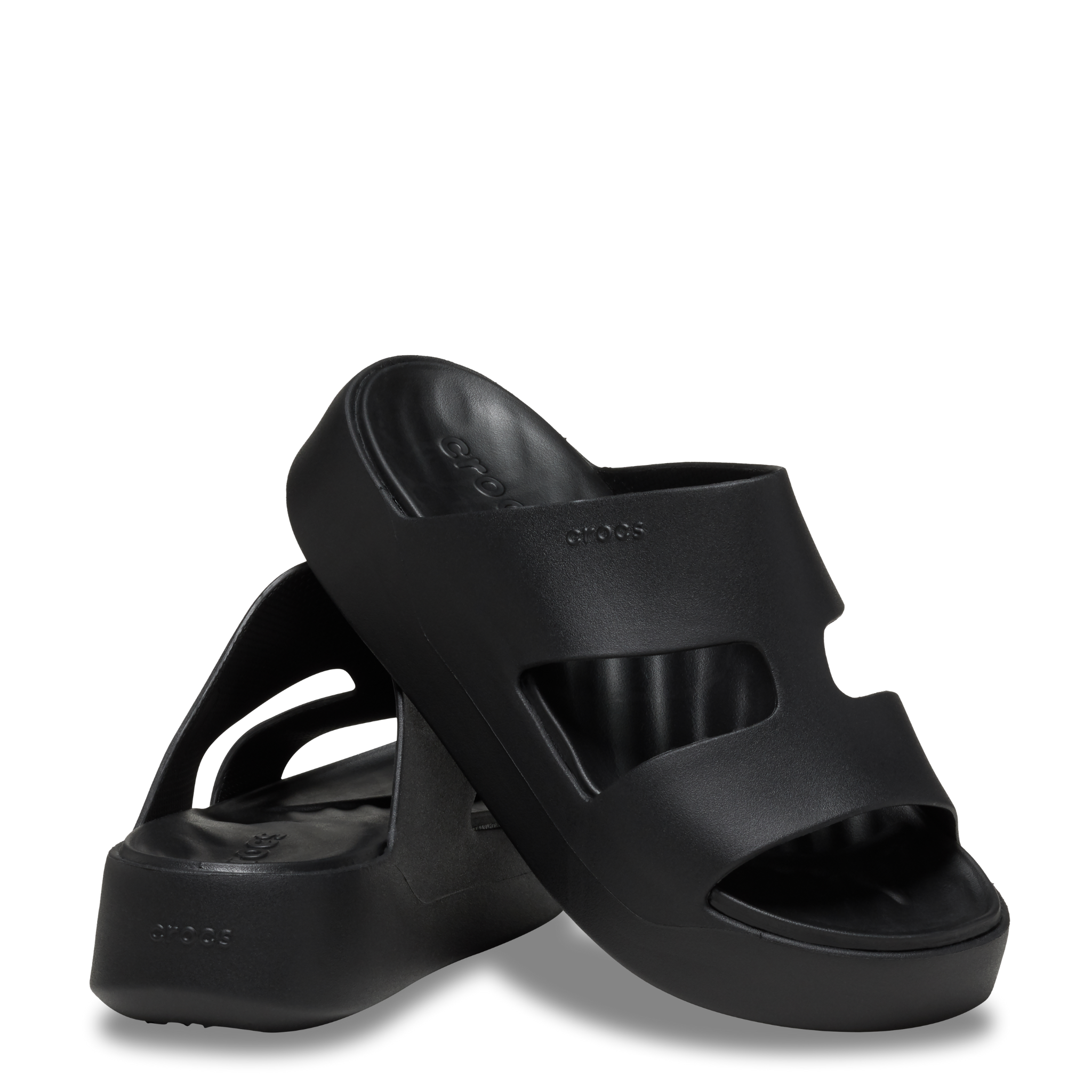 Womens Crocs Black Getaway Platform H-Strap Sandals