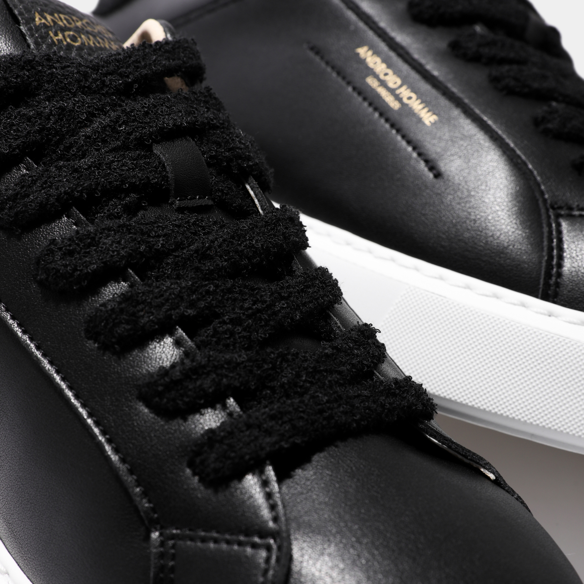 Mens Android Homme Black Oversized Zuma Leather Trainers