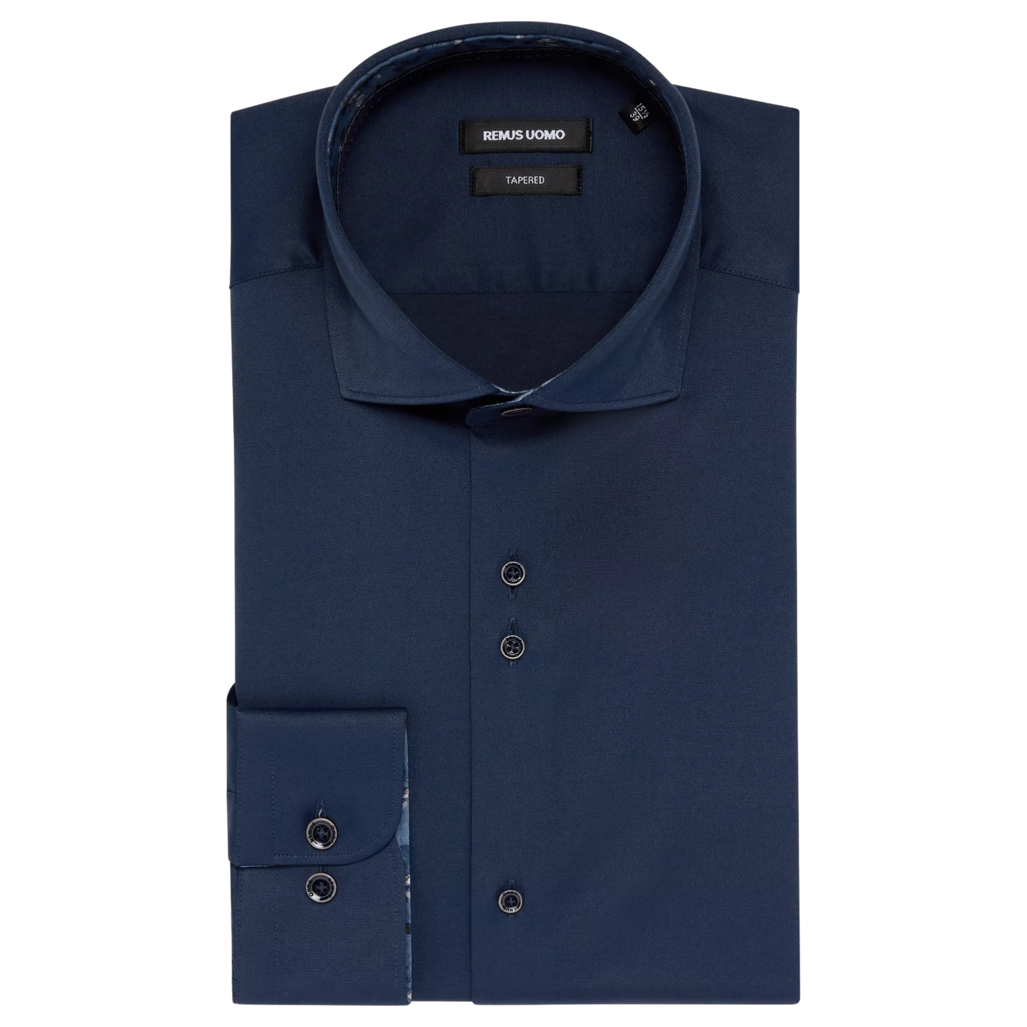 Mens Remus Uomo Navy Tapered Fit L/s Shirt
