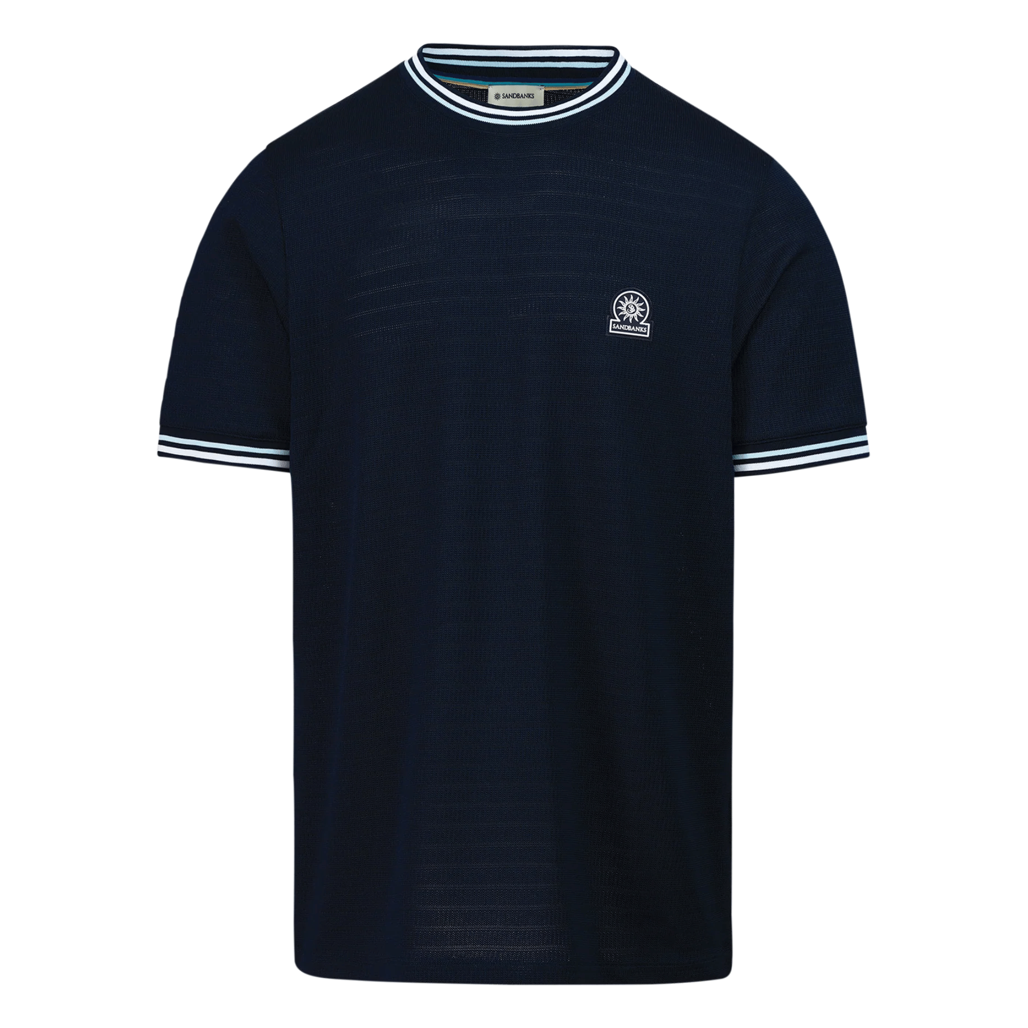 Mens Sandbanks Navy Texture Jacquard S/s T Shirt