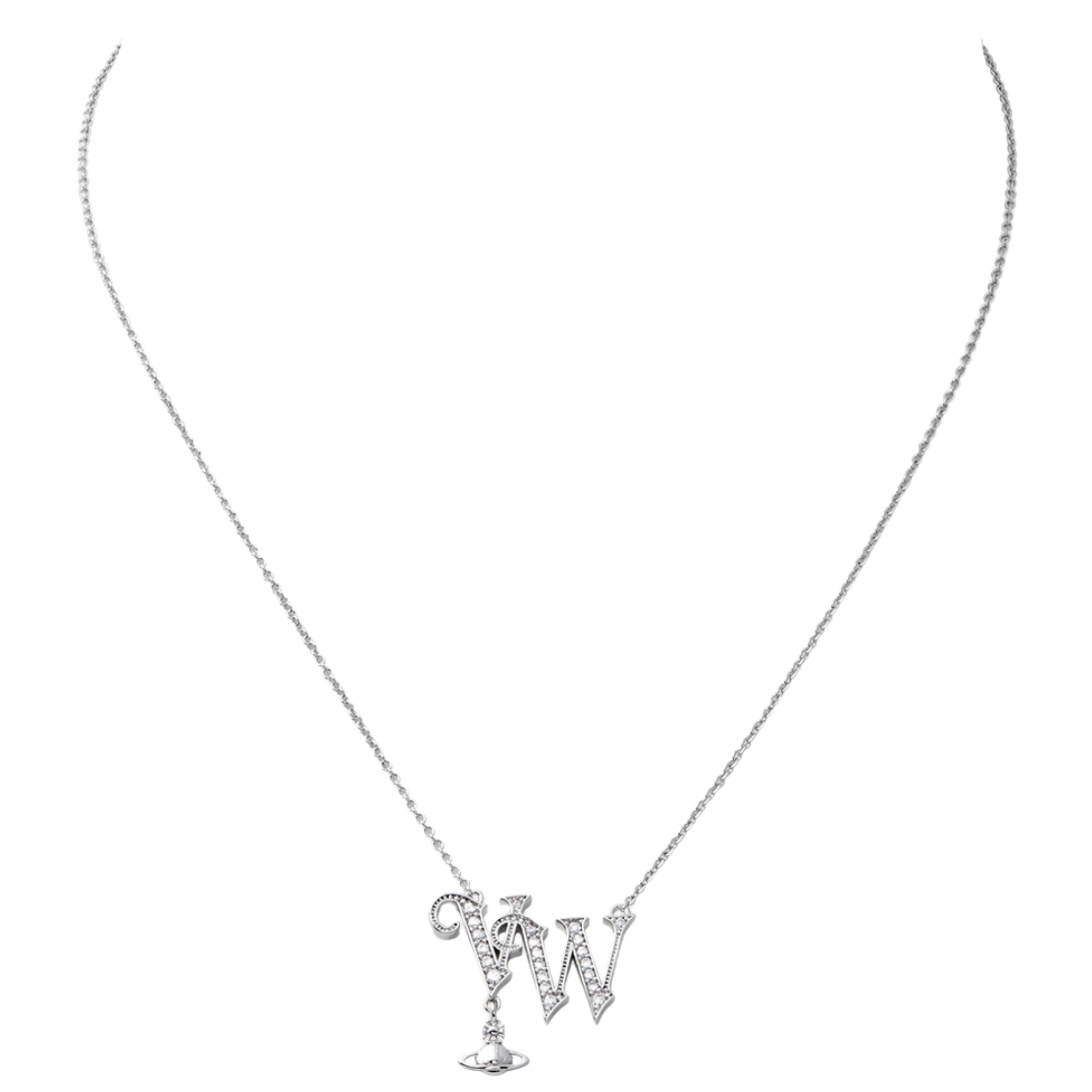 Vivienne Westwood Platinum/White CZ VW Pendant Necklace