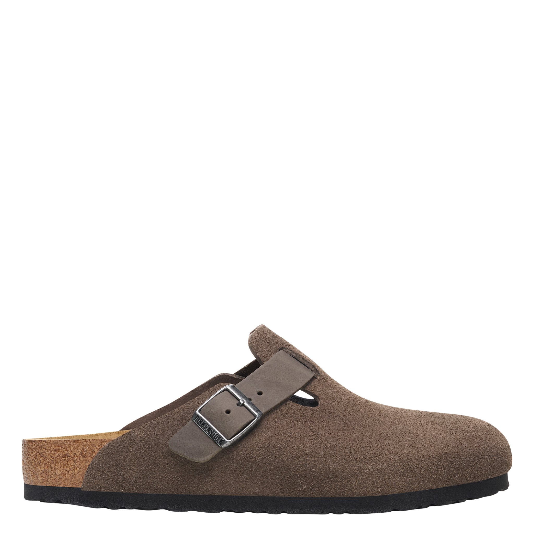 Mens Birkenstock Concrete Grey Boston Mixed Leather Clogs