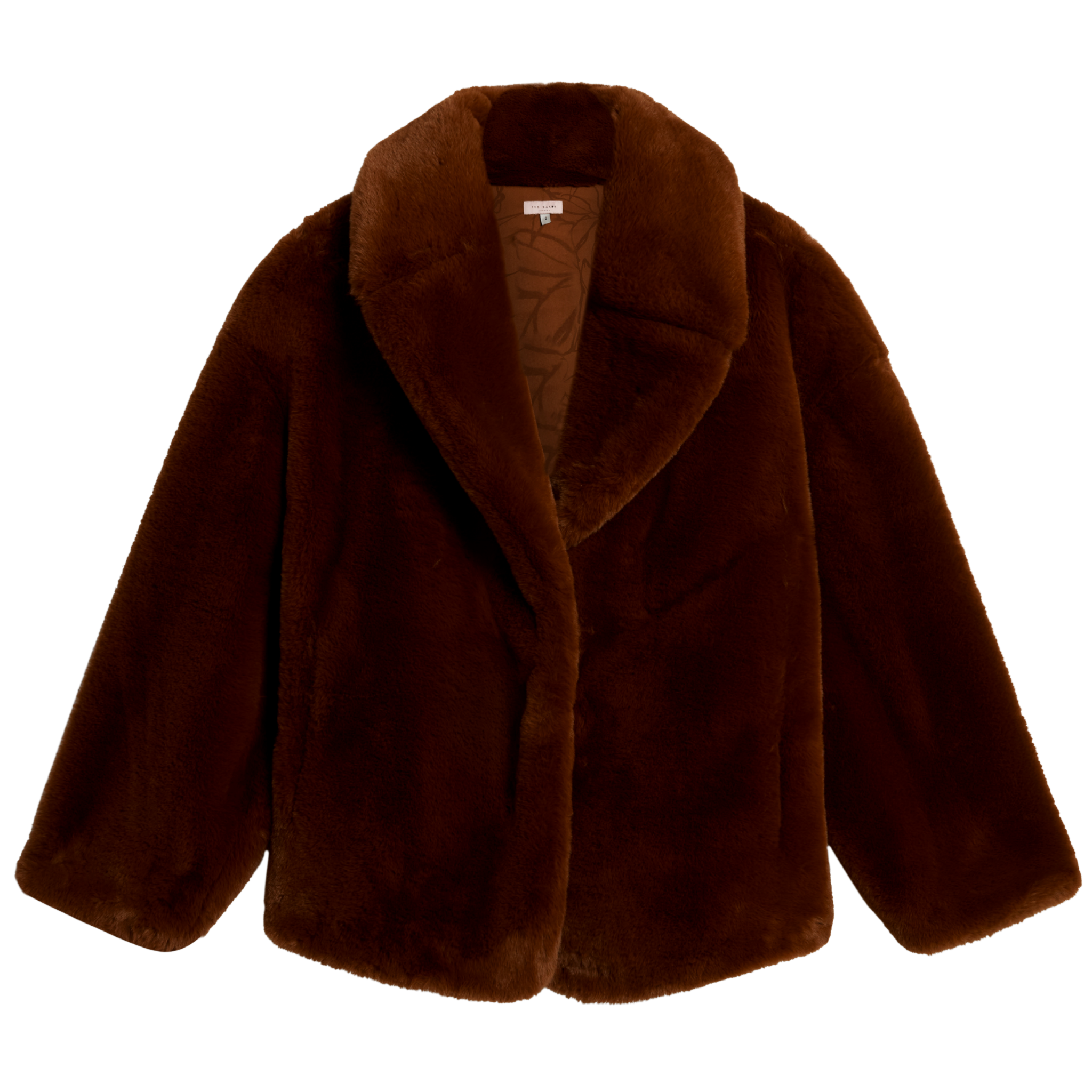 Womens Ted Baker Burnt Red Norinaa Faux Fur Coat