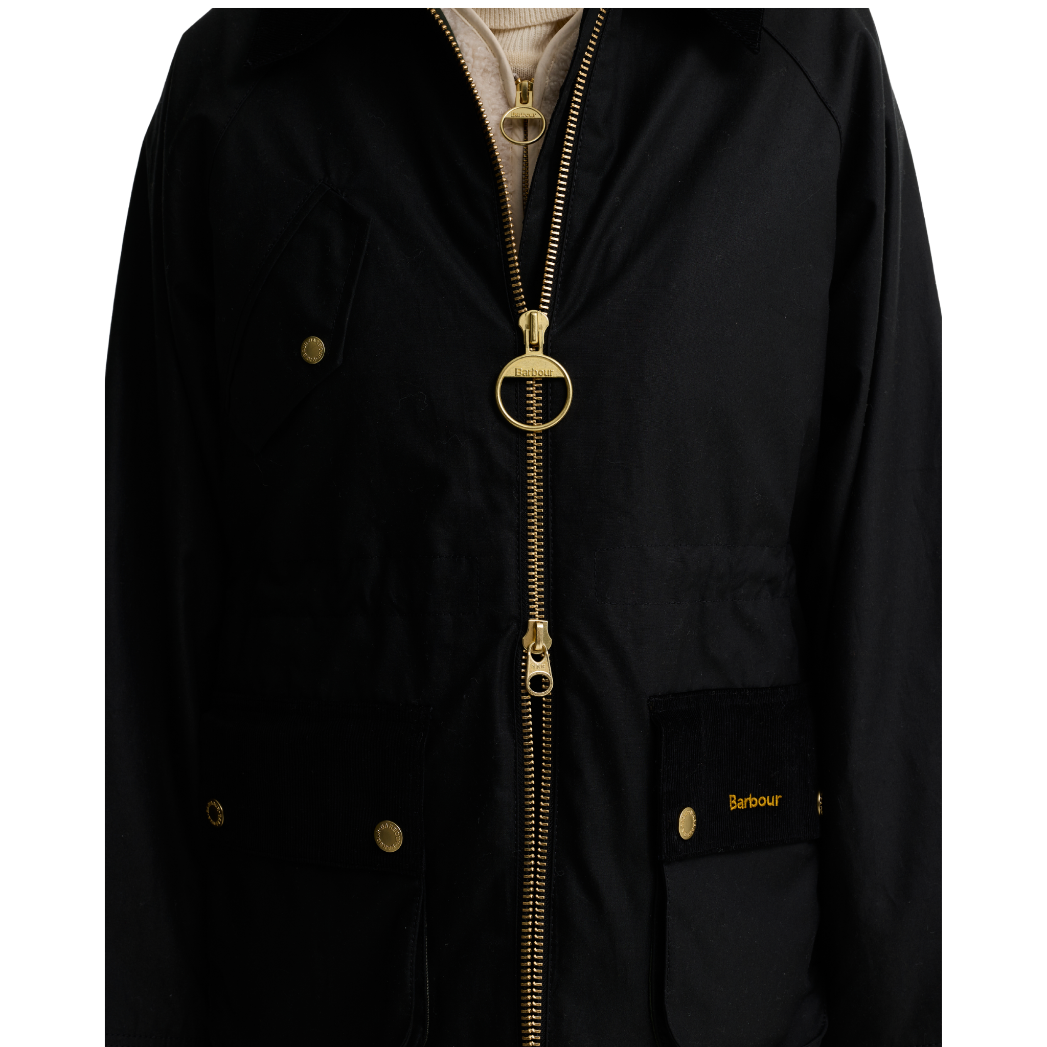 Womens Barbour Black/Ancient Treeton Waxed Jacket