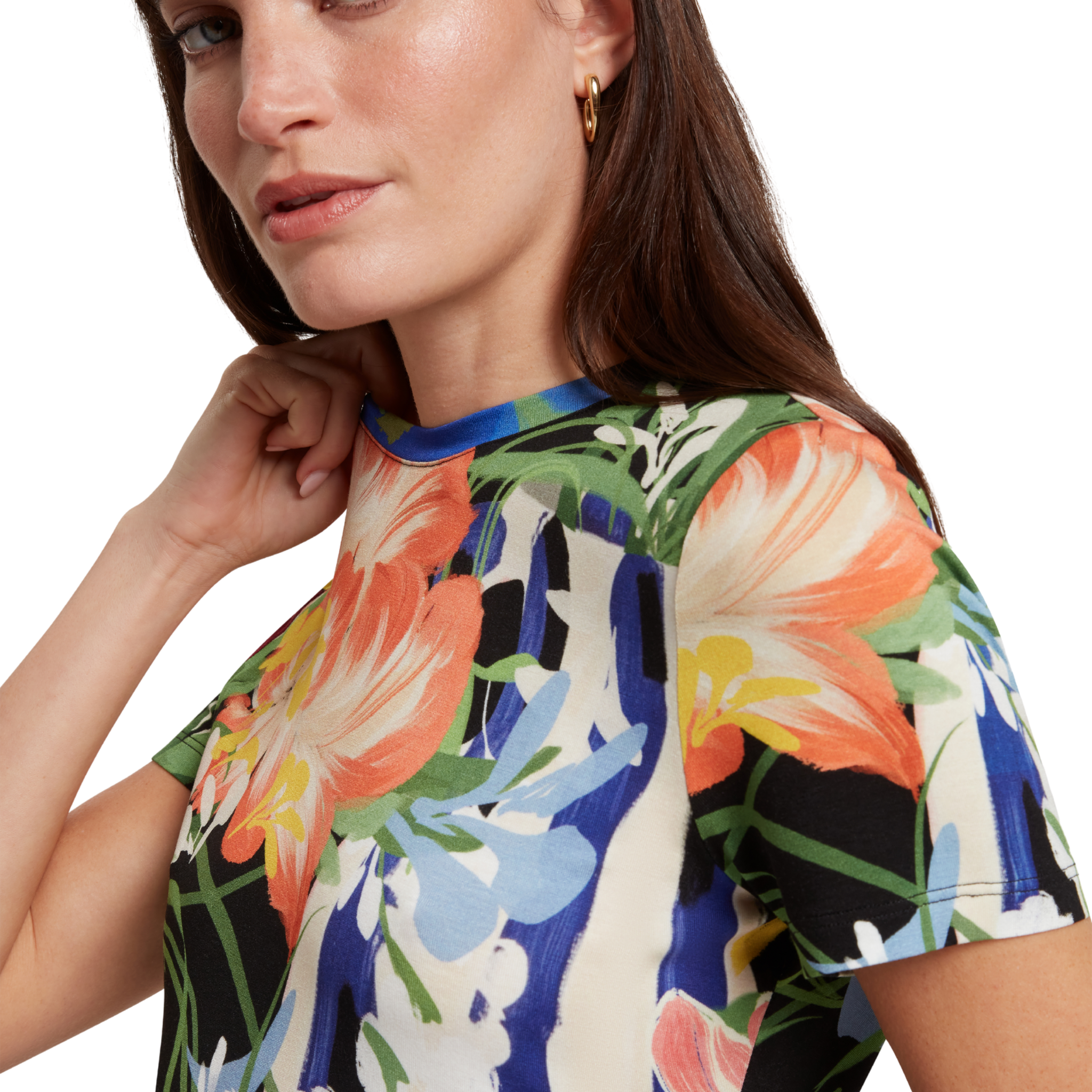 Womens Ted Baker Black Calthie Printed Fitted S/s T Shirt