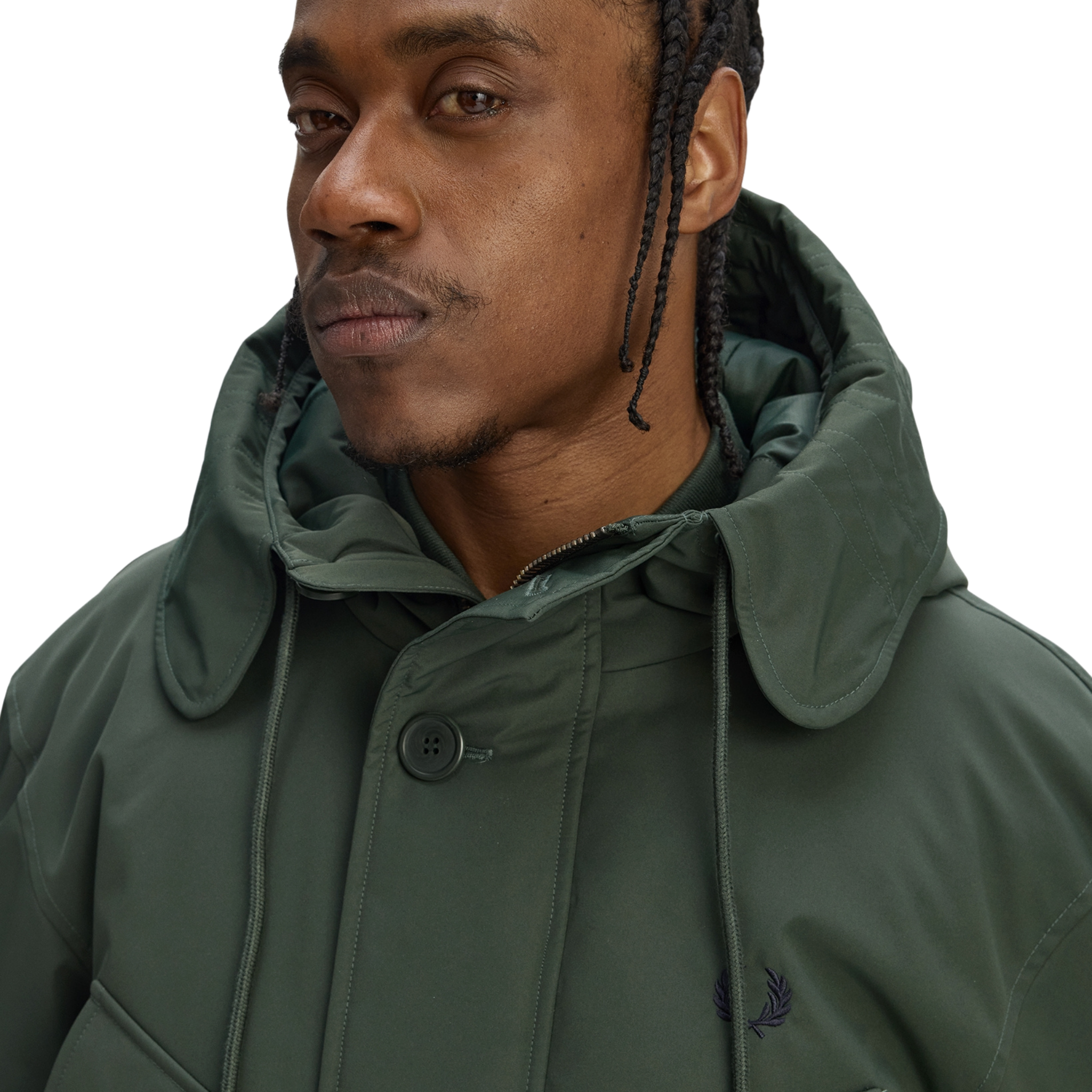 Mens Fred Perry Court Green Patch Pocket Puffer Jacket
