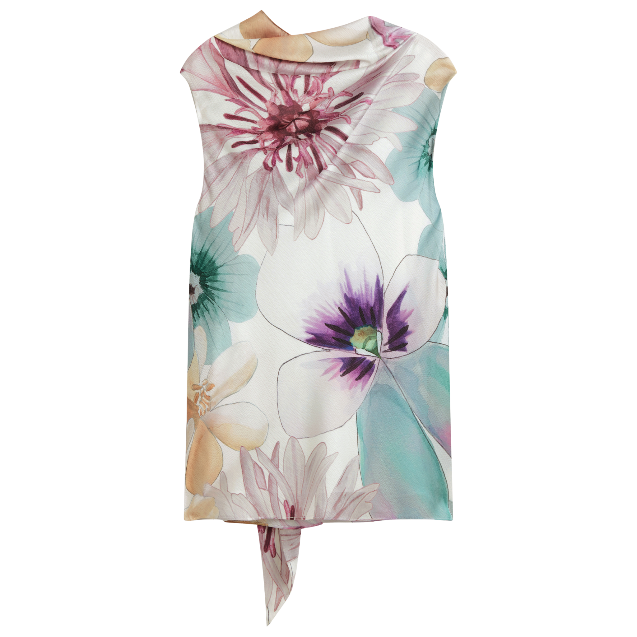 Womens Ted Baker White Print Auvea Neck Tie Sleeveless Top