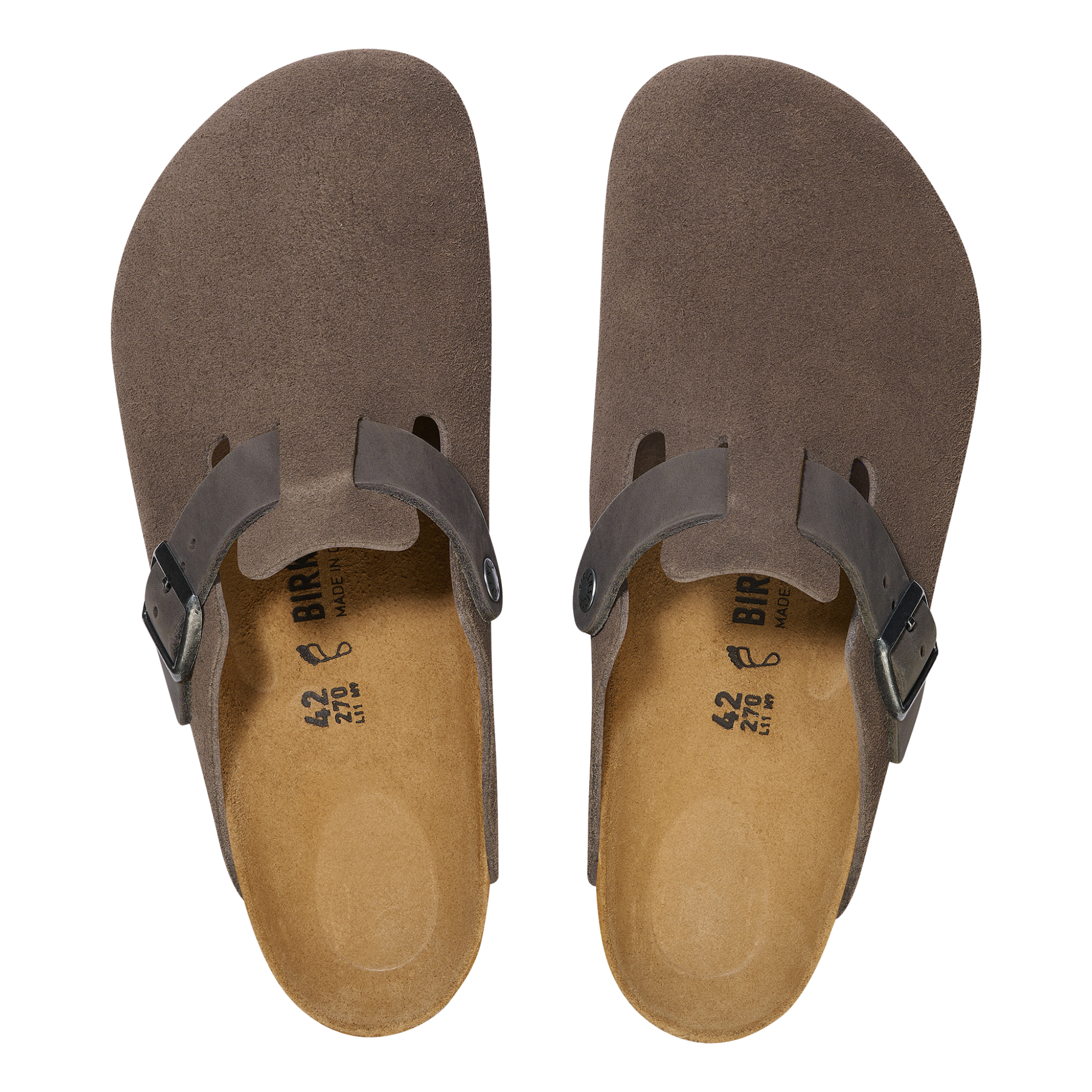 Mens Birkenstock Concrete Grey Boston Mixed Leather Clogs