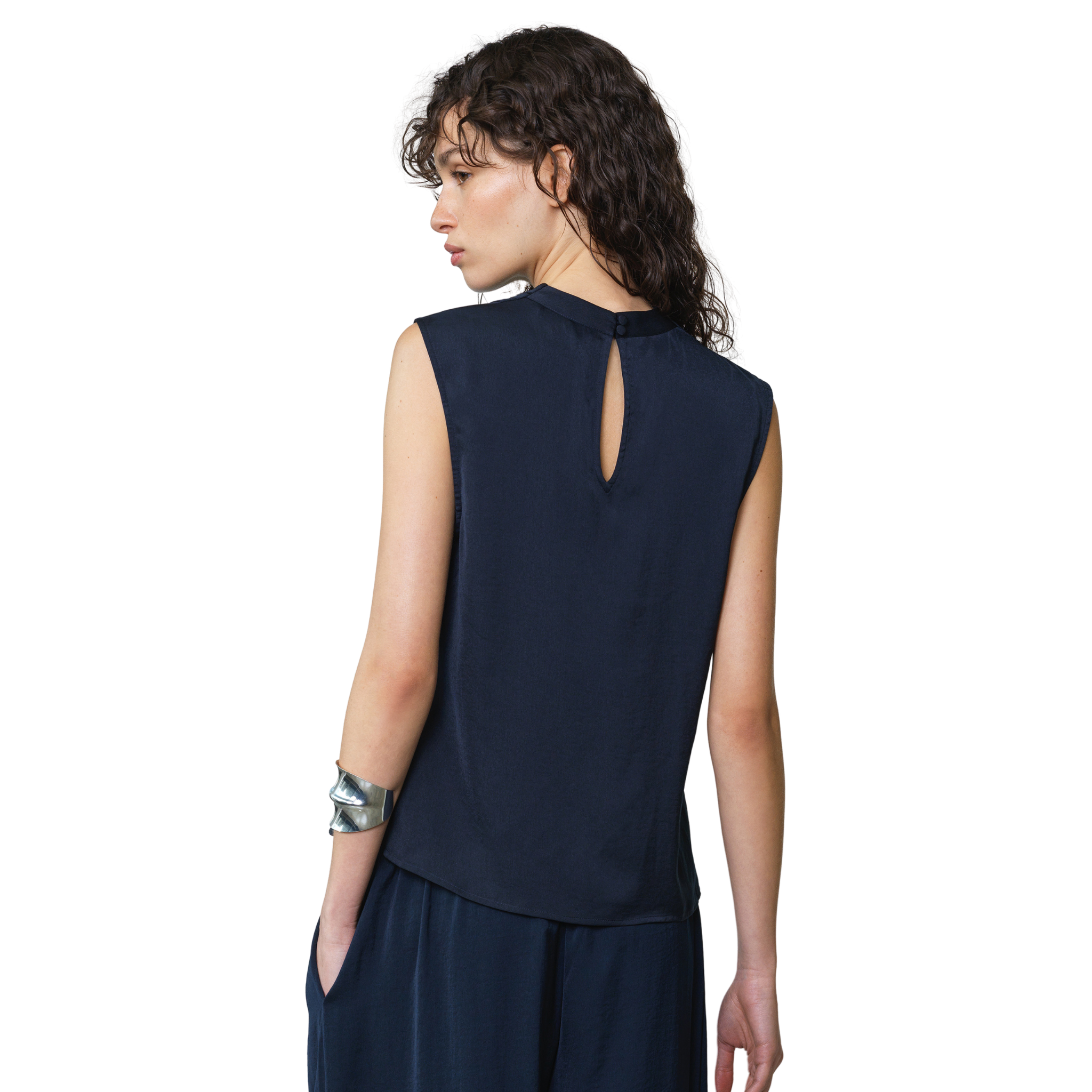 Womens French Connection New Navy Damasco Sleeveless Top
