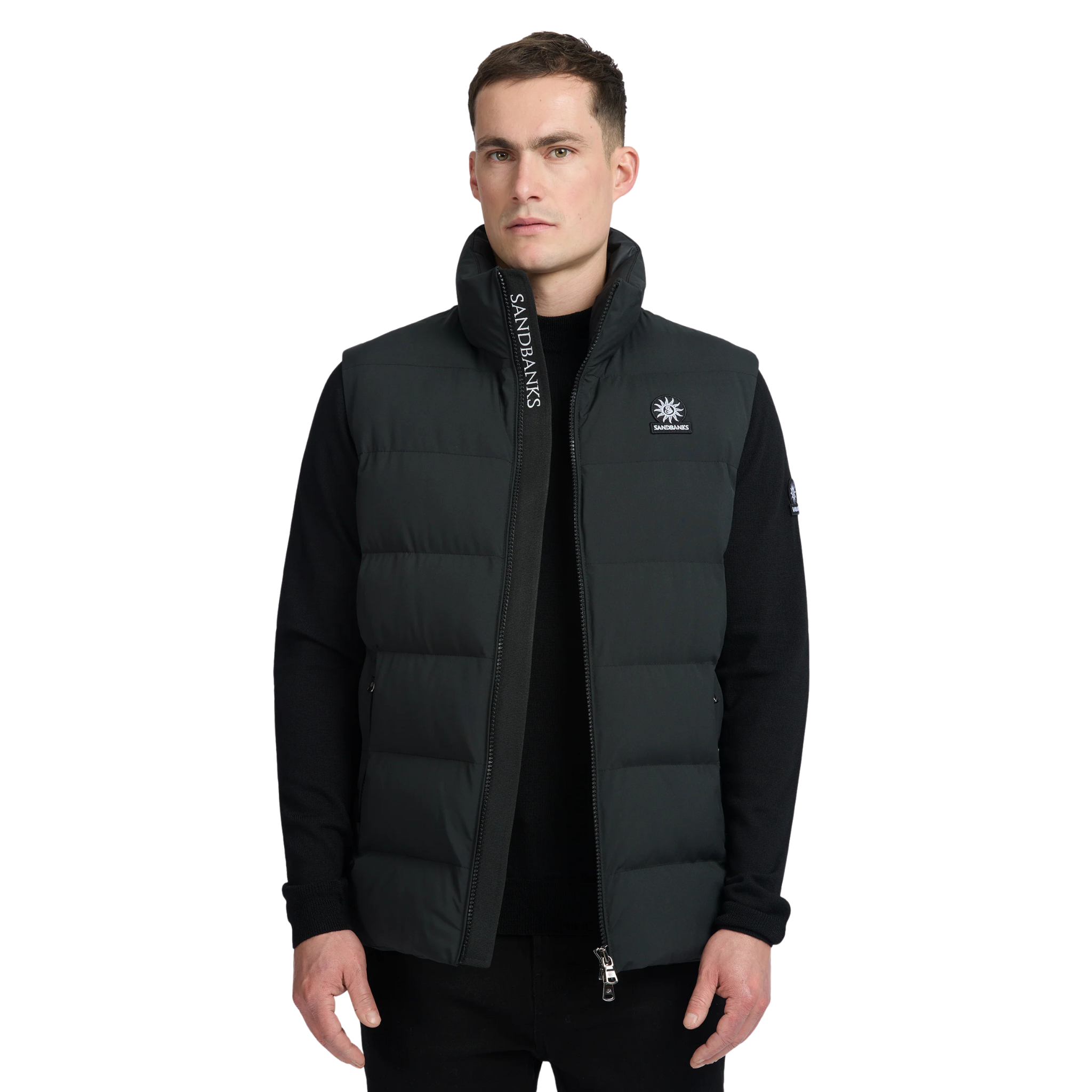 Mens Sandbanks Black Clifftop Gilet