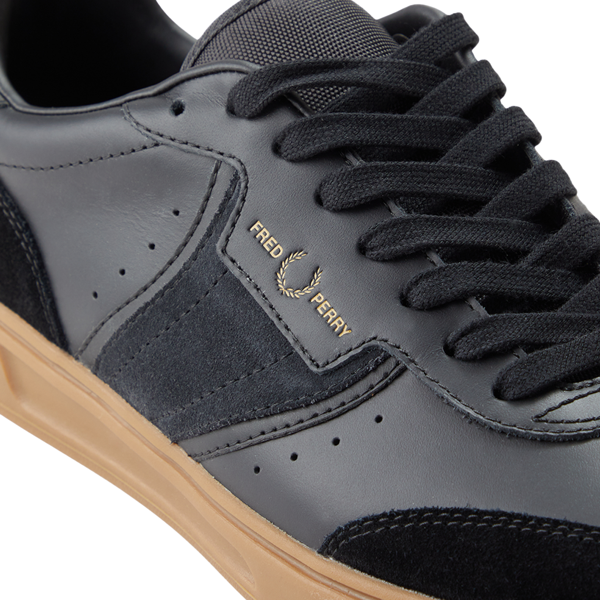 Mens Fred Perry Black B4 Leather/Suede Trainers
