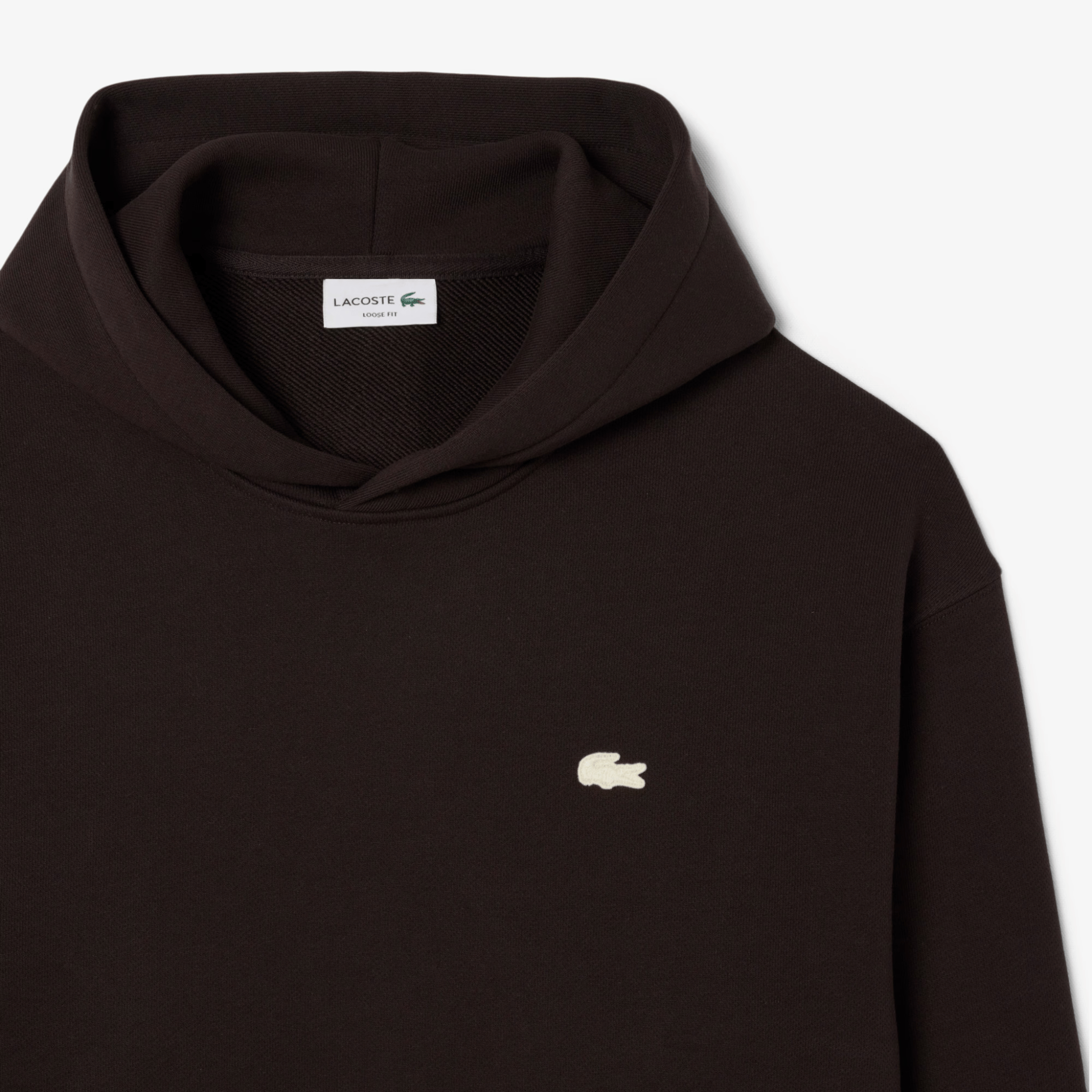 Mens Lacoste Brown Loose Fit Back Print Hoodie