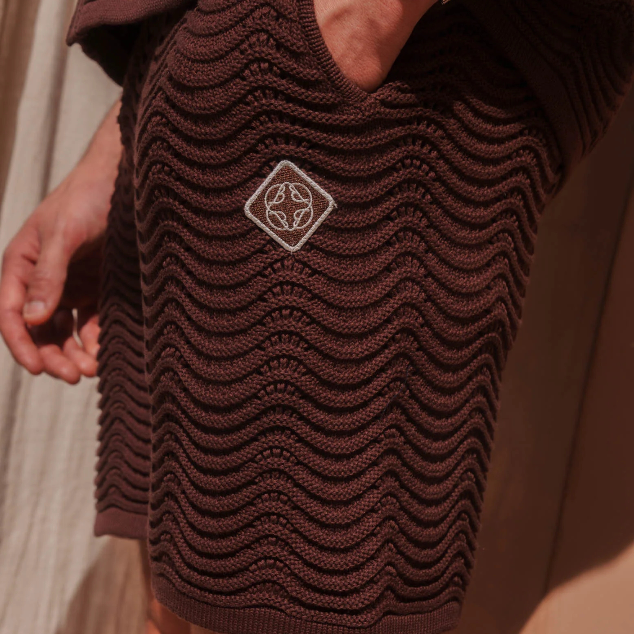 Mens Belier Chocolate Ocean Crochet Shorts
