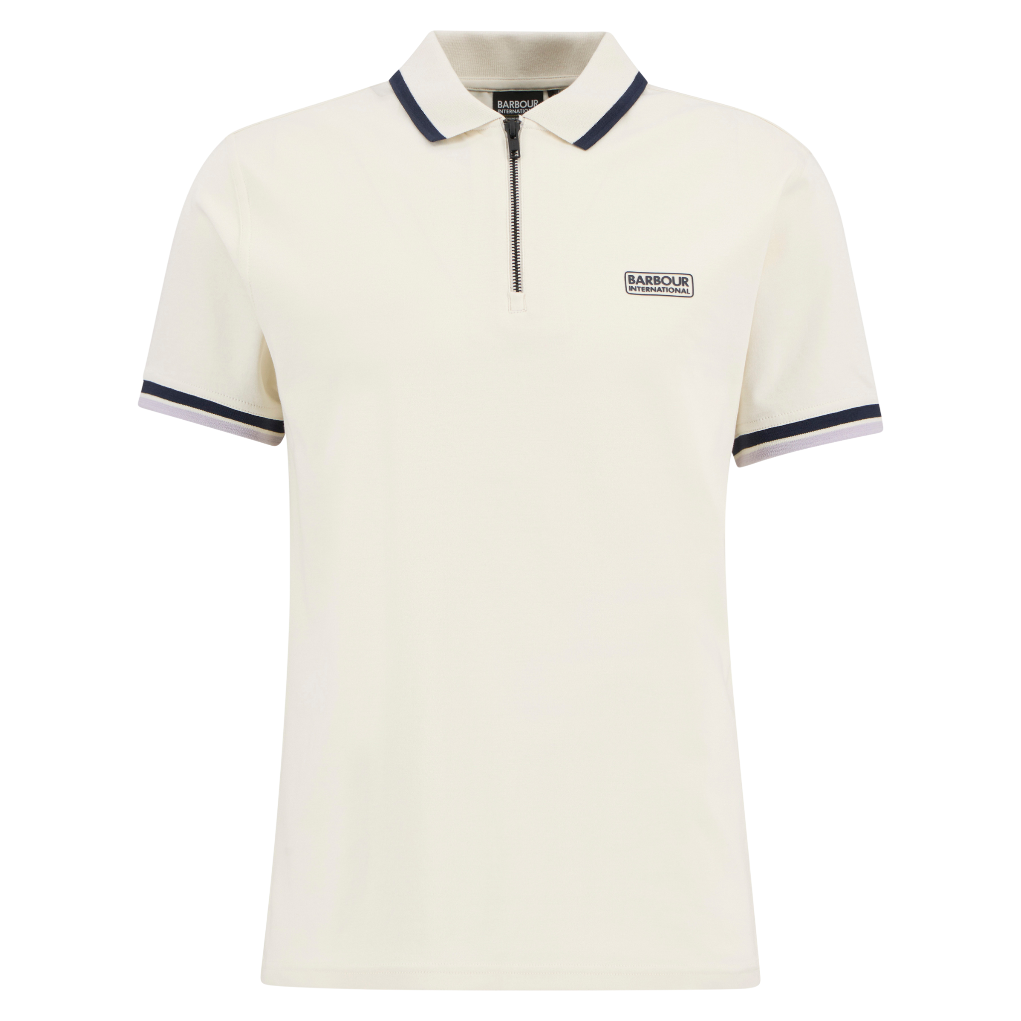 Mens Barbour International Whisper White Panter Zip S/s Polo