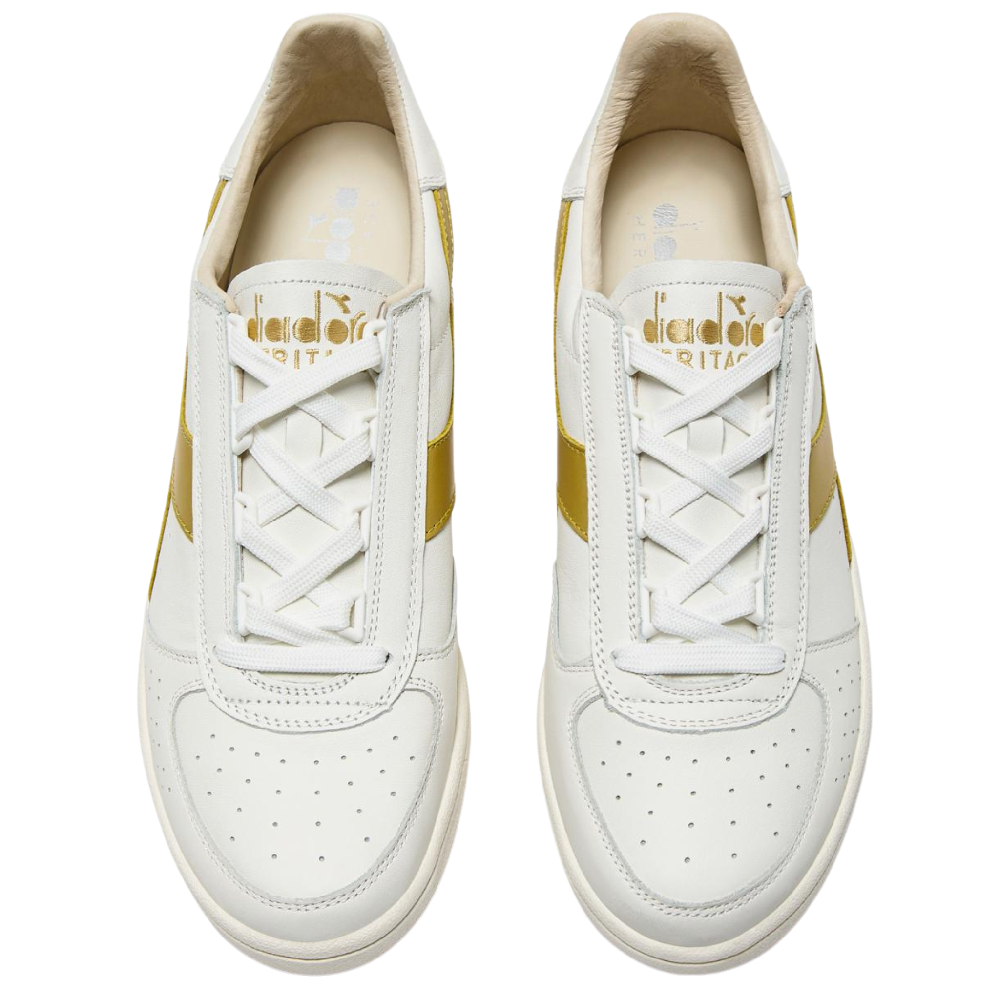 Mens Diadora White/Gold B.Elite '84 Italia Trainers