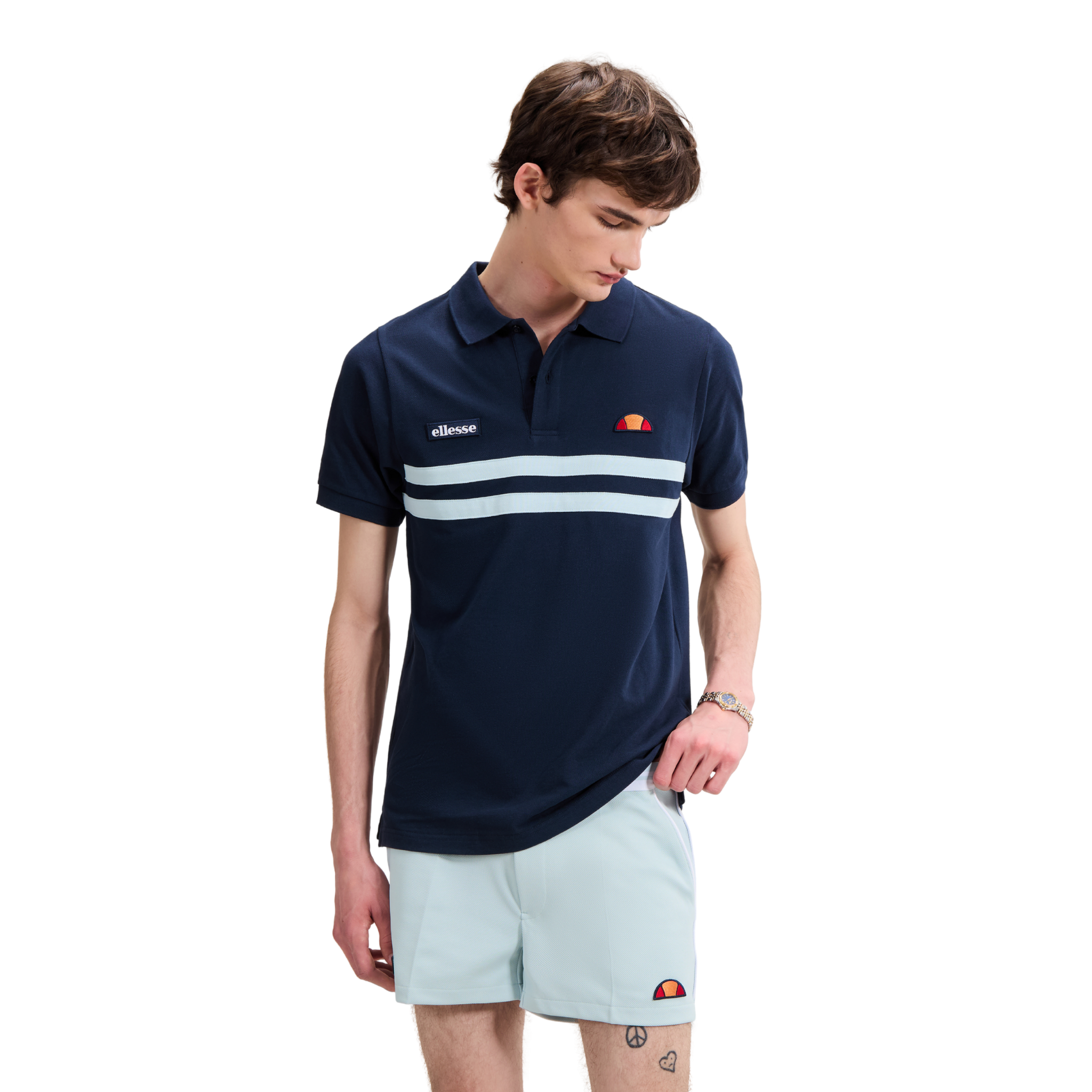 Mens Ellesse Navy/Light Blue Muccia S/s Polo Shirt