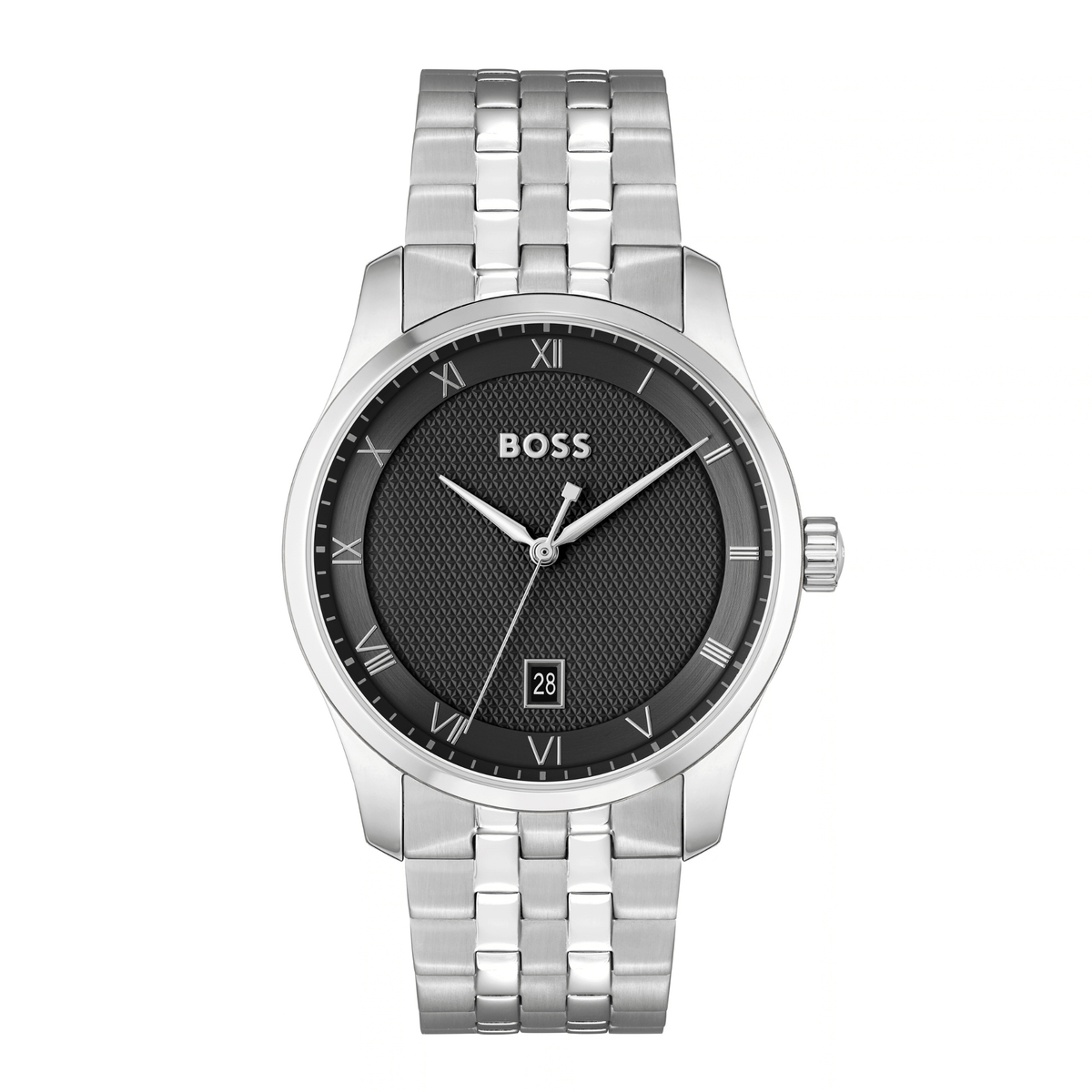 Mens BOSS Silver/Black Principle Watch & Cardholder Set
