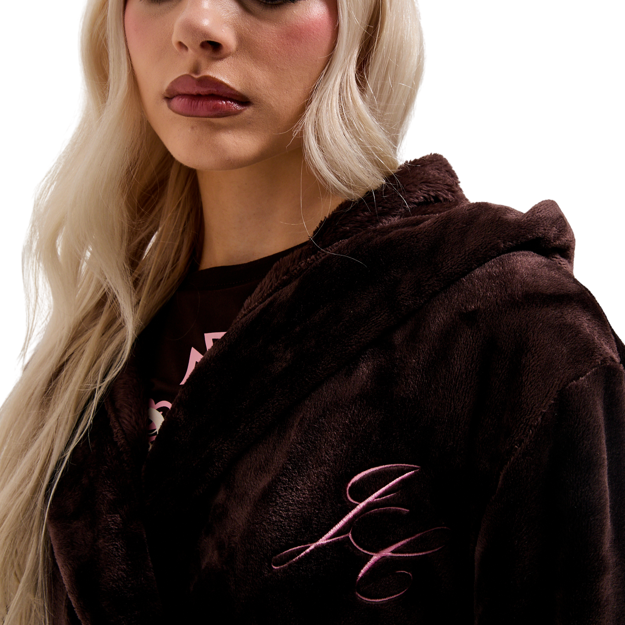 Womens Juicy Couture Java Crown Plush Hooded Robe