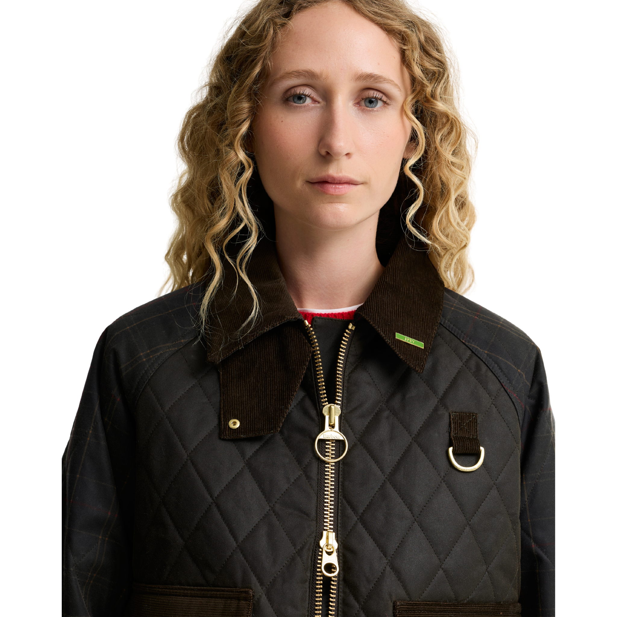 Womens Barbour Olive Tartan Reimagined Icons Quilt Spey Jacket
